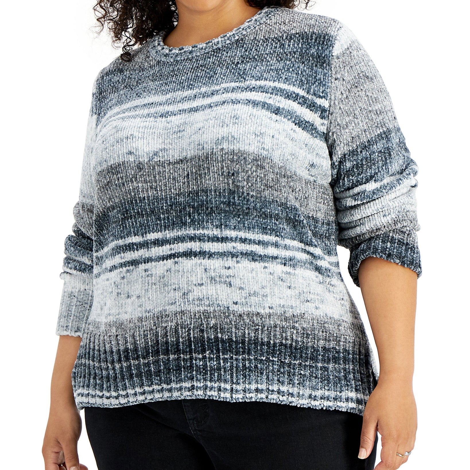 Style & Co Women Plus Space Dyed Sweater Whimsy Grey