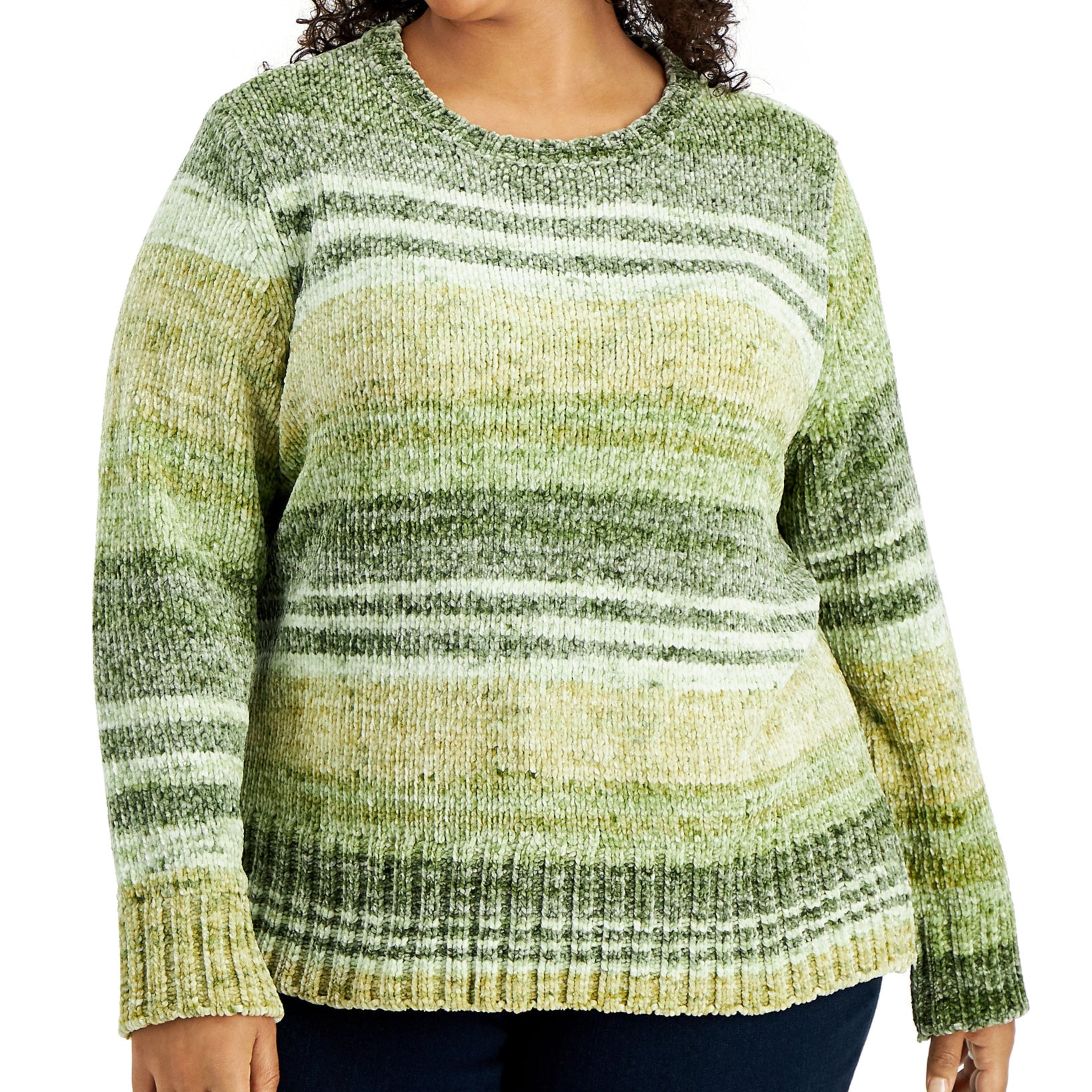 Style & Co Women Plus Space Dyed Sweater Whimsy Olive