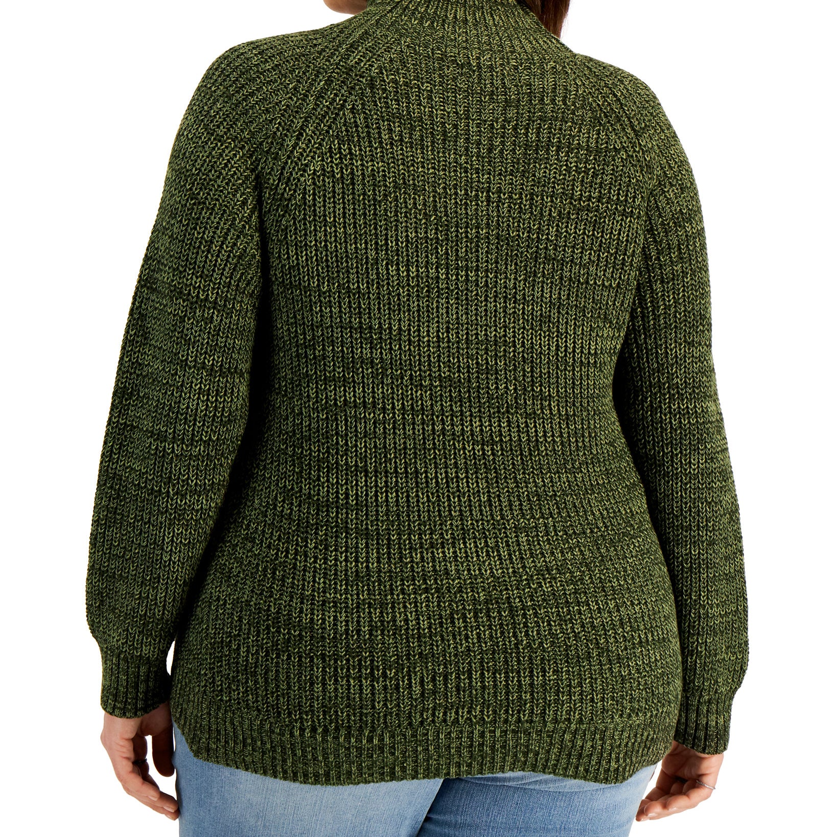 Style & Co Women Plus Cotton Marled Funnel Neck Sweater