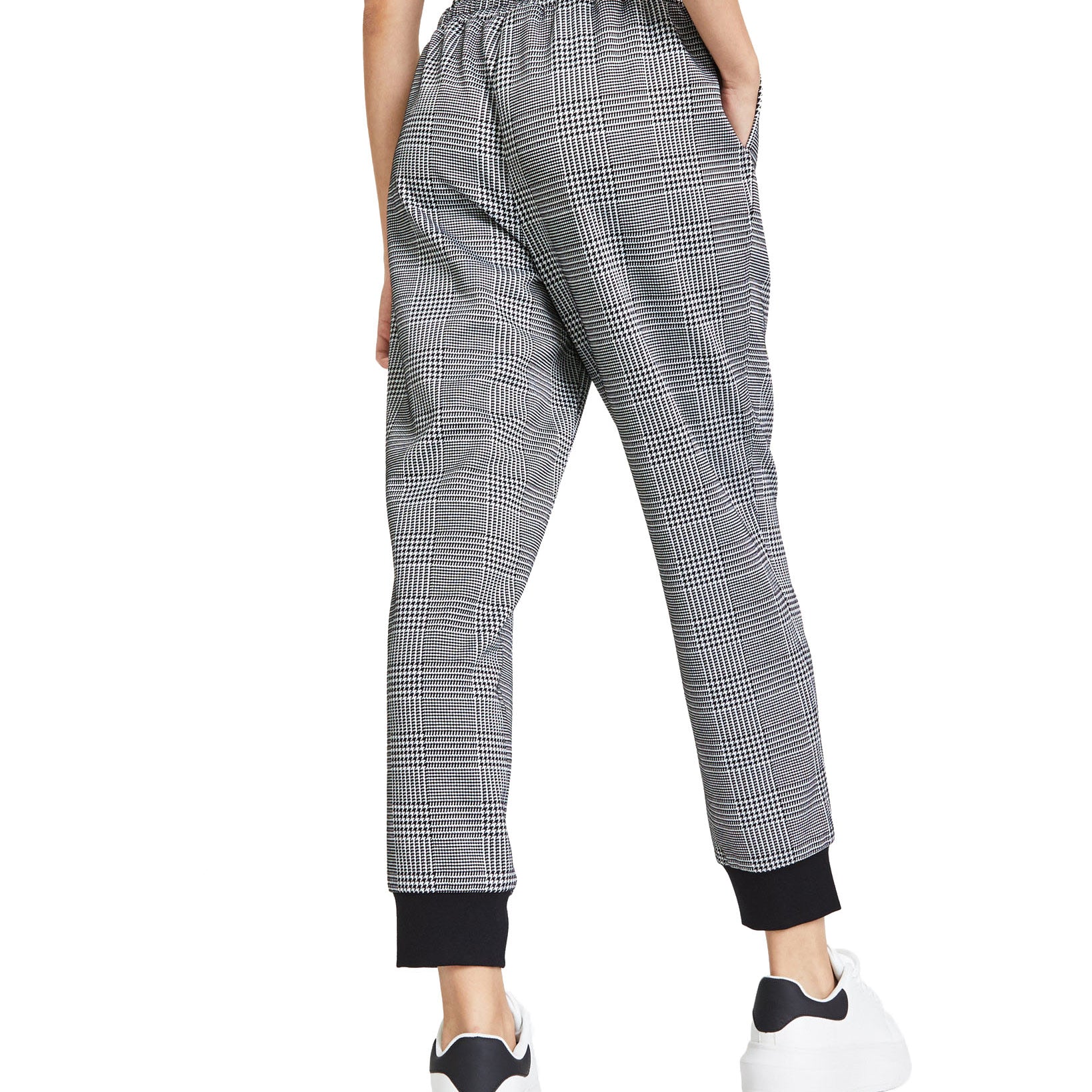 Bar III Women Tapered Plaid Joggers