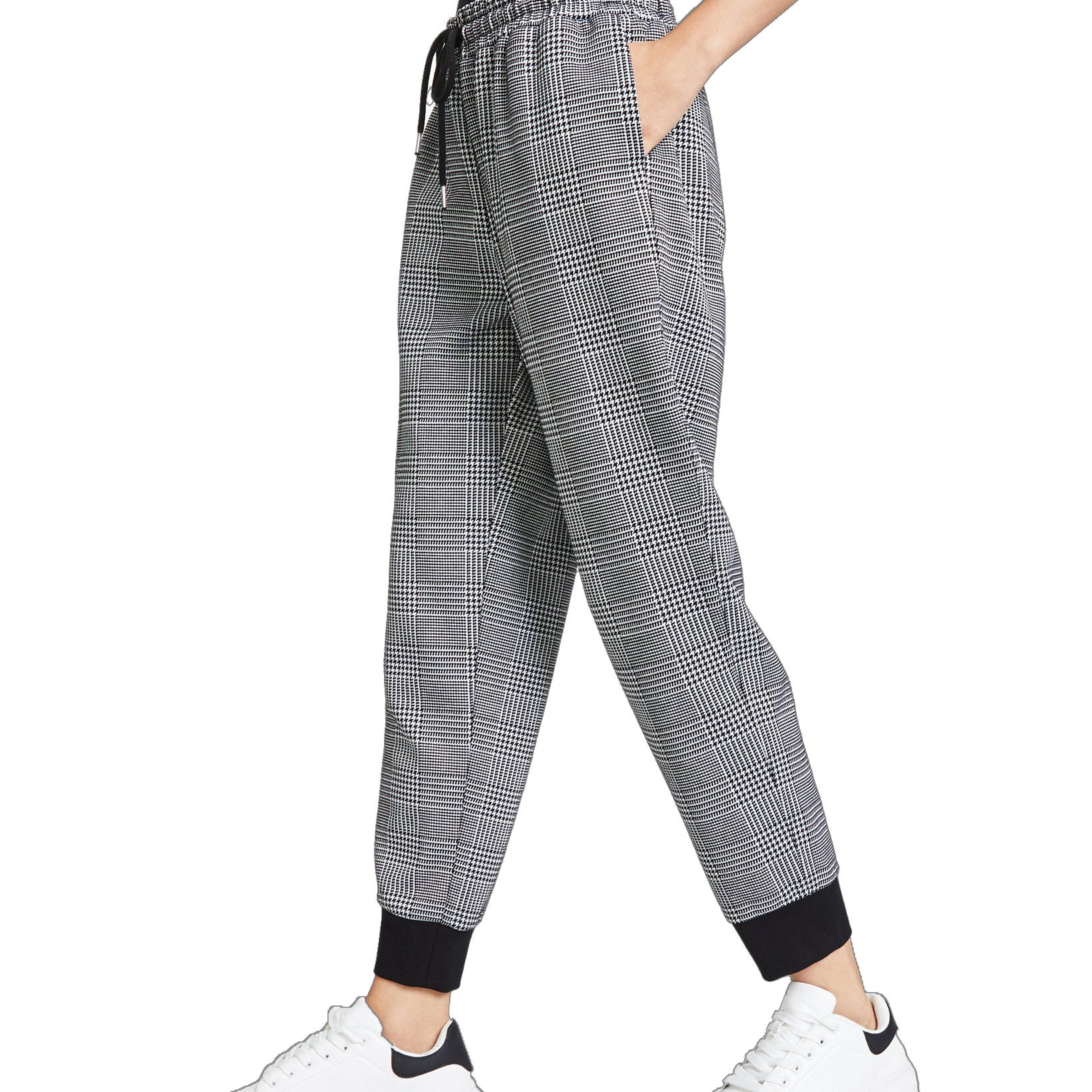 Bar III Women Tapered Plaid Joggers