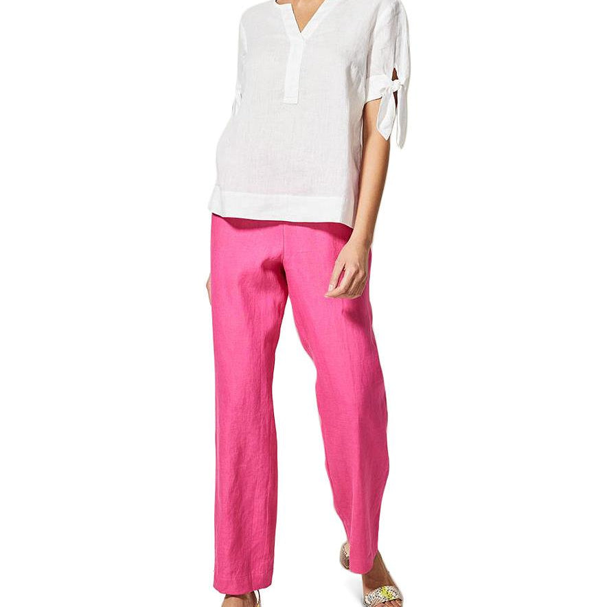 Charter Club Women Linen Drawstring Waist Pants Pink Lightening