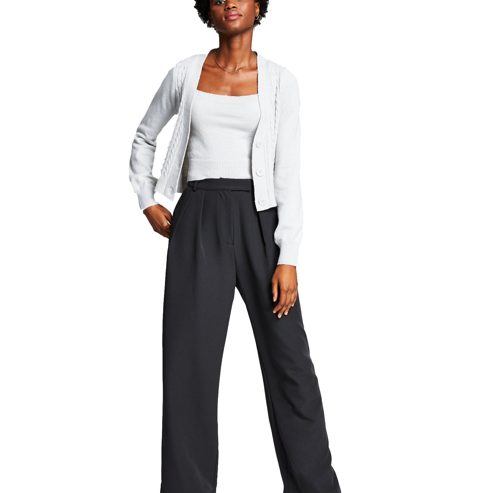 And Now This Women High Rise Wide Leg Pants Black
