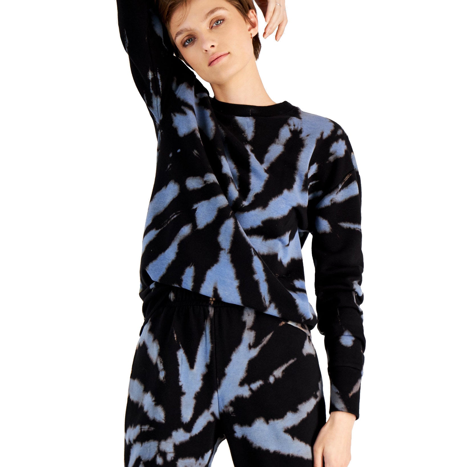 And Now This Women Tie Dye Sweatshirt Blue Spiral Tie Dye