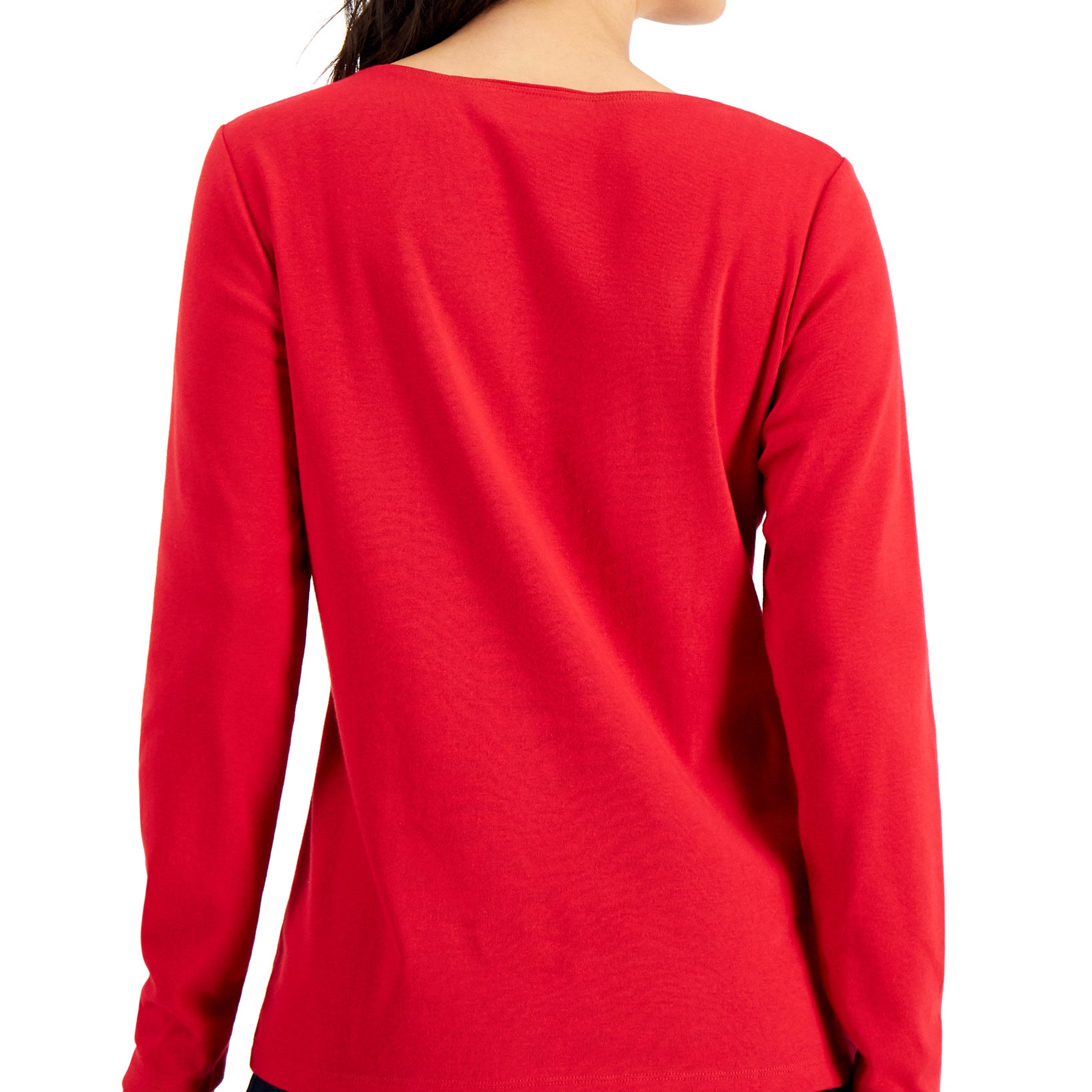 Karen Scott Women Petite Cotton Love Knit Graphic Print Top