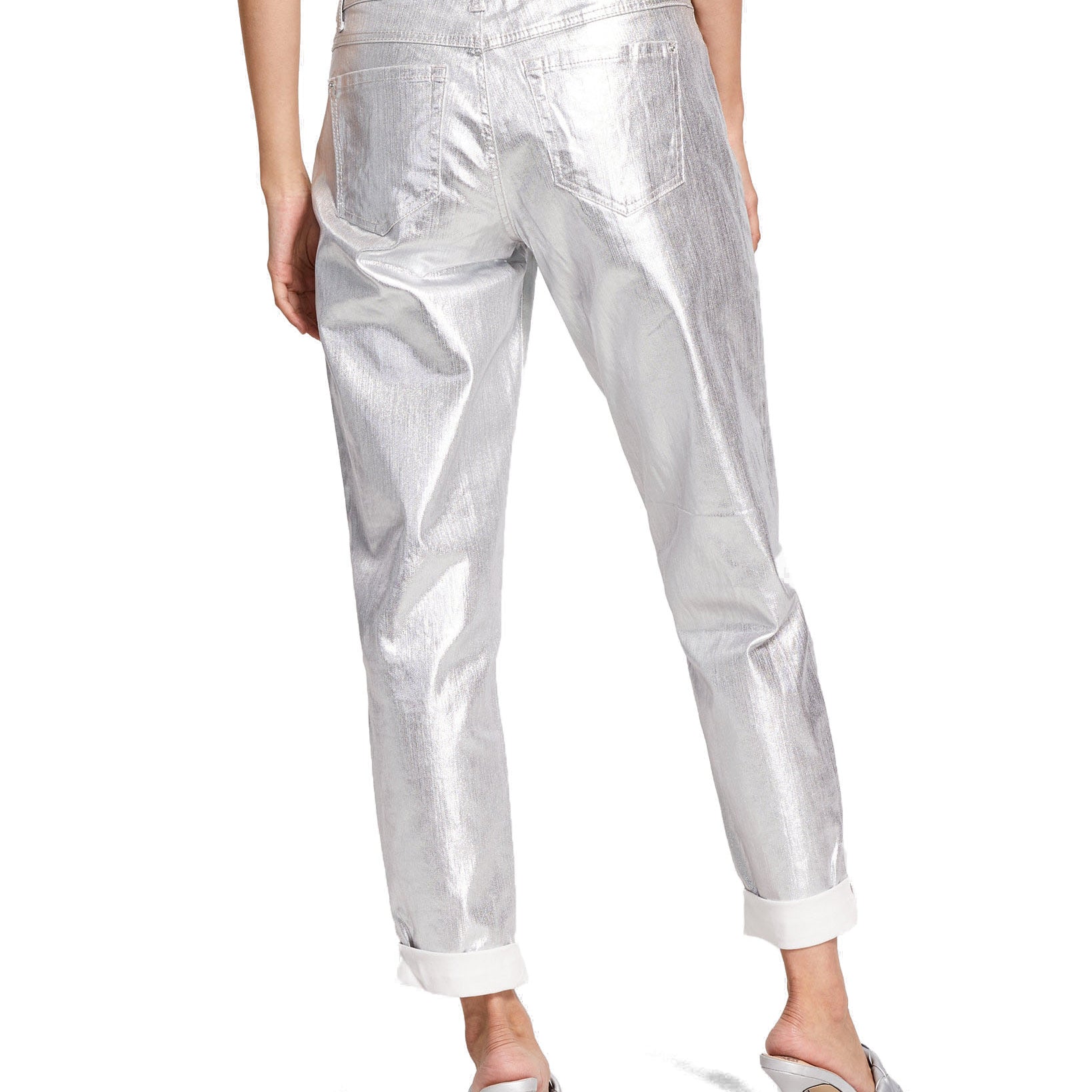INC International Concepts Women Metallic Boyfriend Jeans