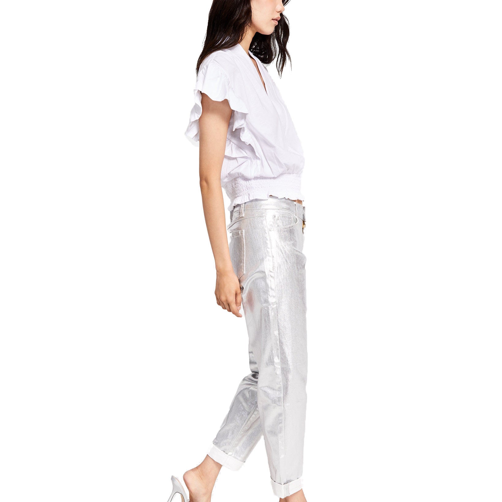 INC International Concepts Women Metallic Boyfriend Jeans