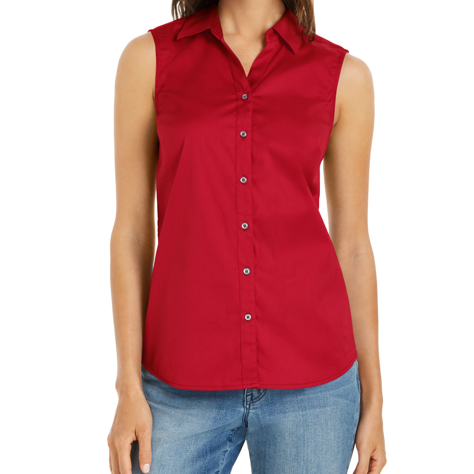 Charter Club Women Button Front Top Red Barn