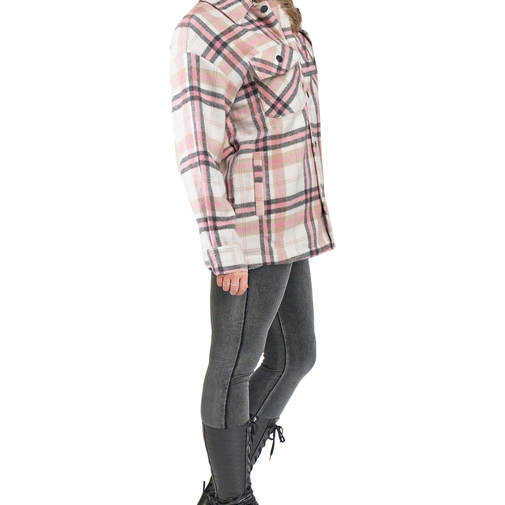 Black Tape Women Plus Plaid Overcoat