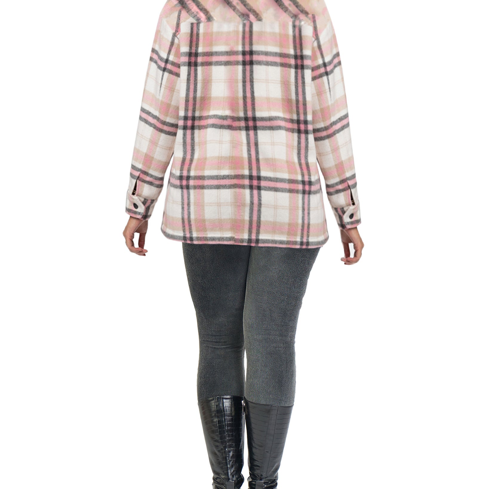 Black Tape Women Plus Plaid Overcoat