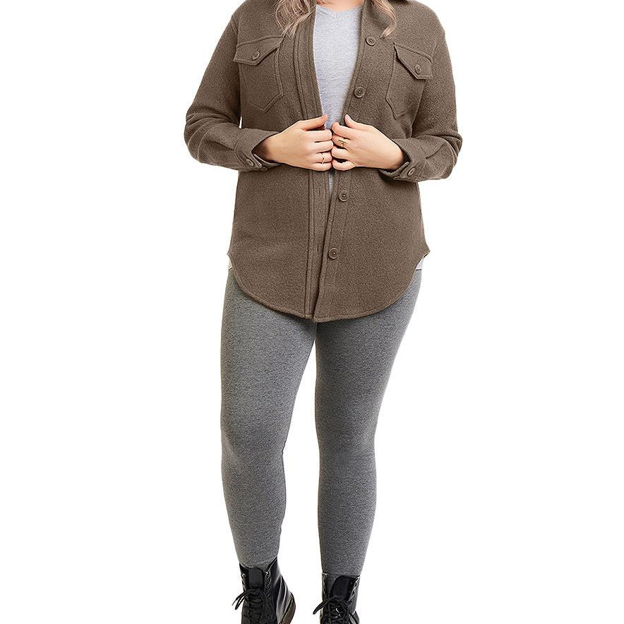 Black Tape Women Plus Trendy Button Up Shirt Jacket Dusty Olive