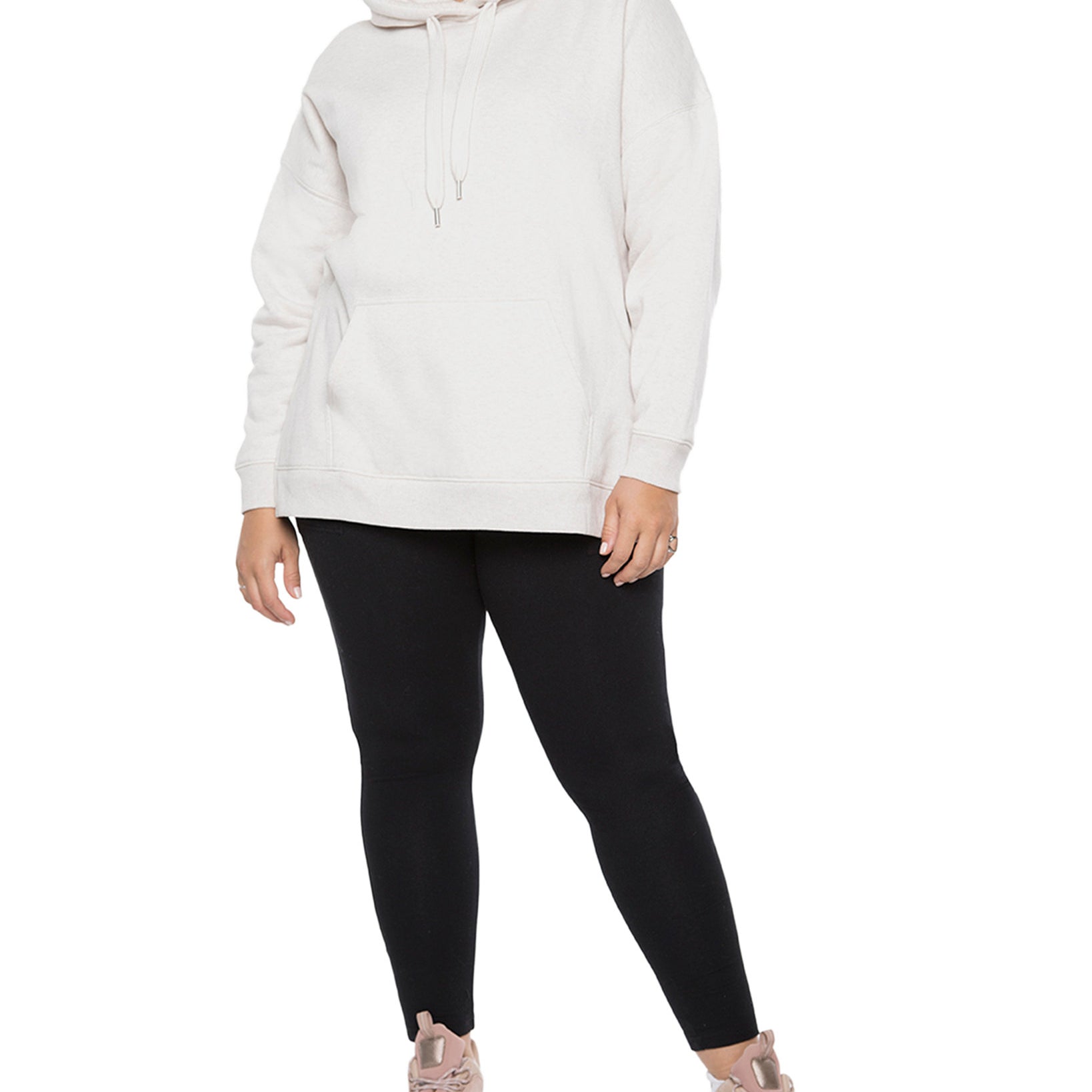 Black Tape Women Plus Trendy Oversized Hoodie Pale Oatmeal Mix