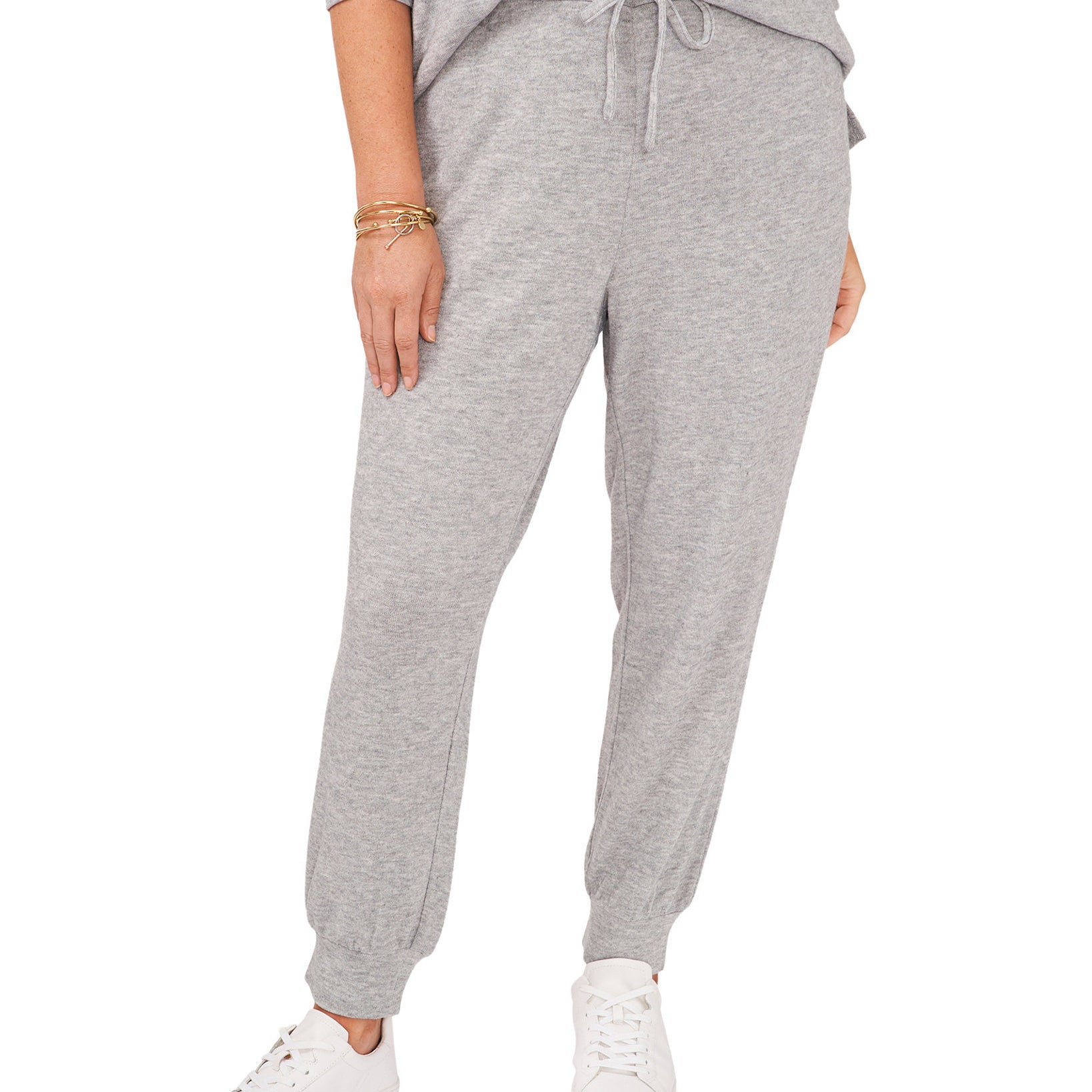 1.STATE Women Plus Plus Trendy Cozy Jogging Pants Silver Heather