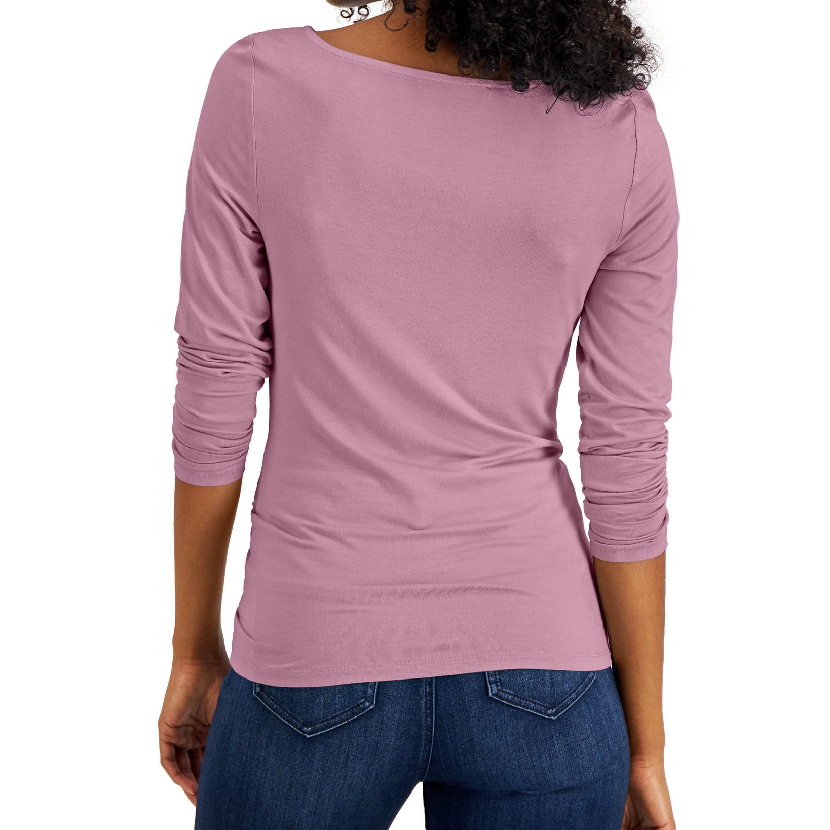 INC International Concepts Women Ruched Long Sleeve Top