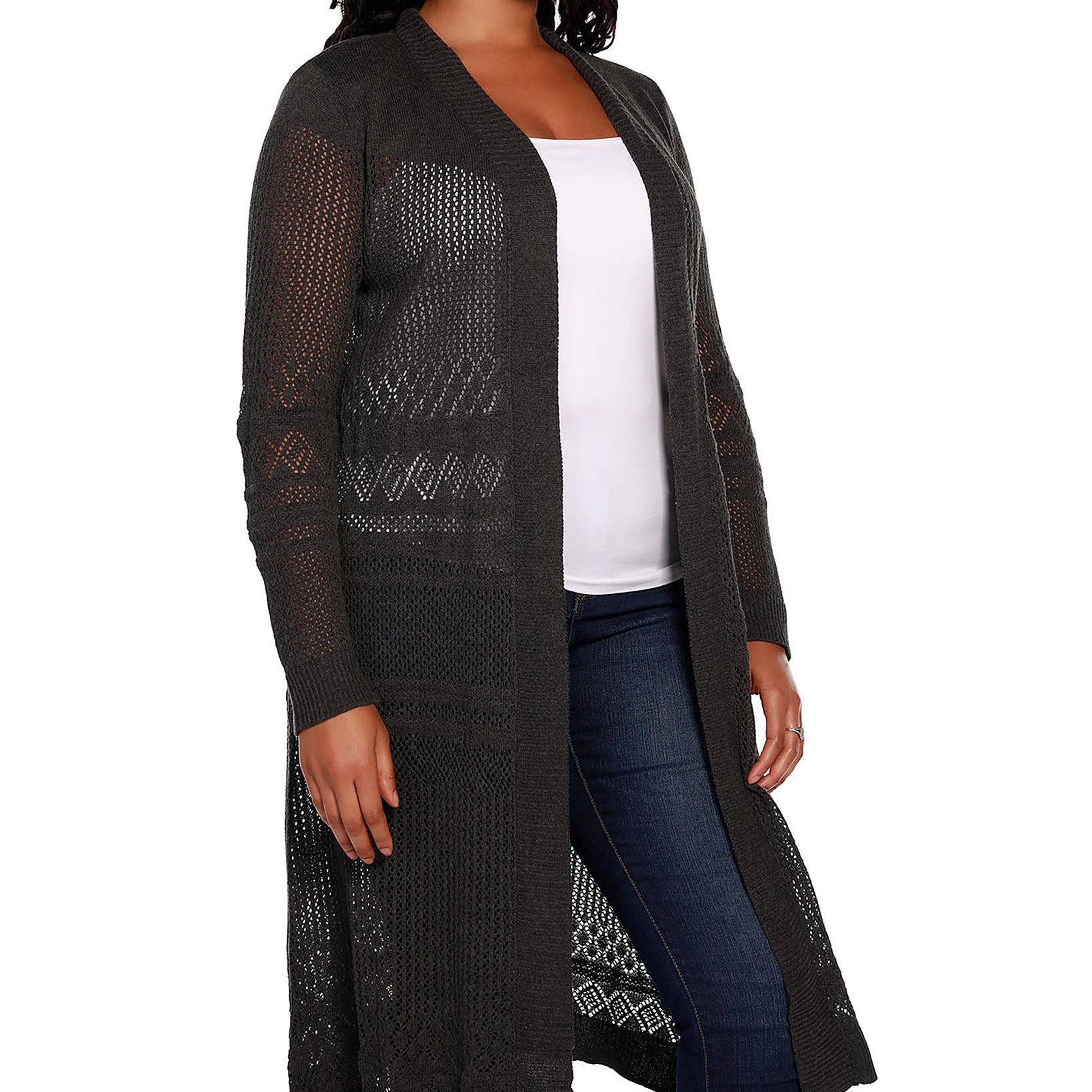 Style & Co Women Plus Belldini Pointelle Stitch Duster Cardigan