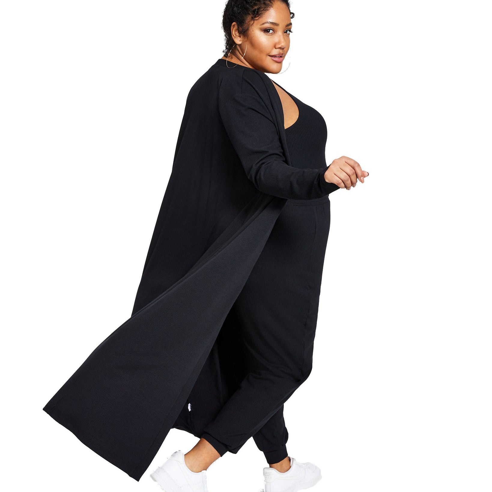 Nina Parker Women Plus Petite Trendy Ribbed Knit Duster