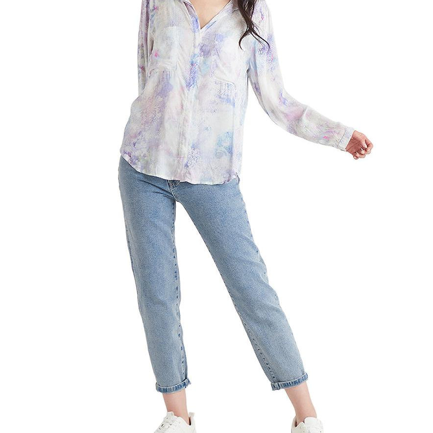 Black Tape Women Printed Shirt Pastel Mauve Blue