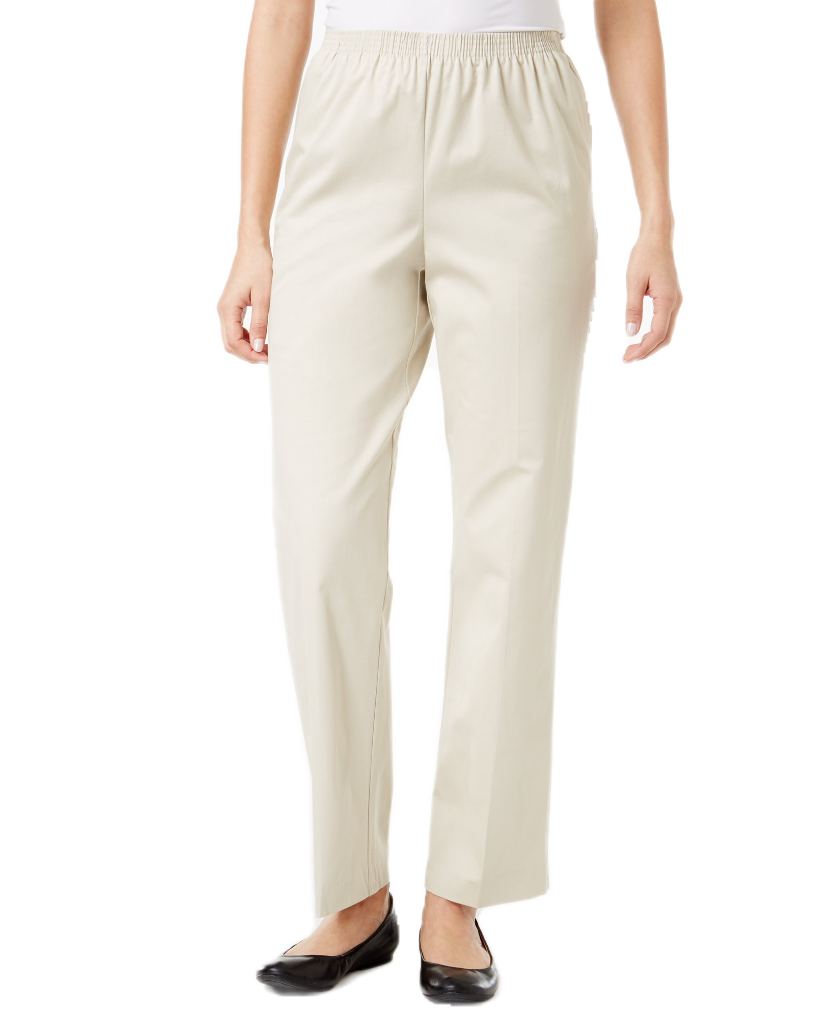 Alfred Dunner Women Classics Twill Pull On Pants Stone
