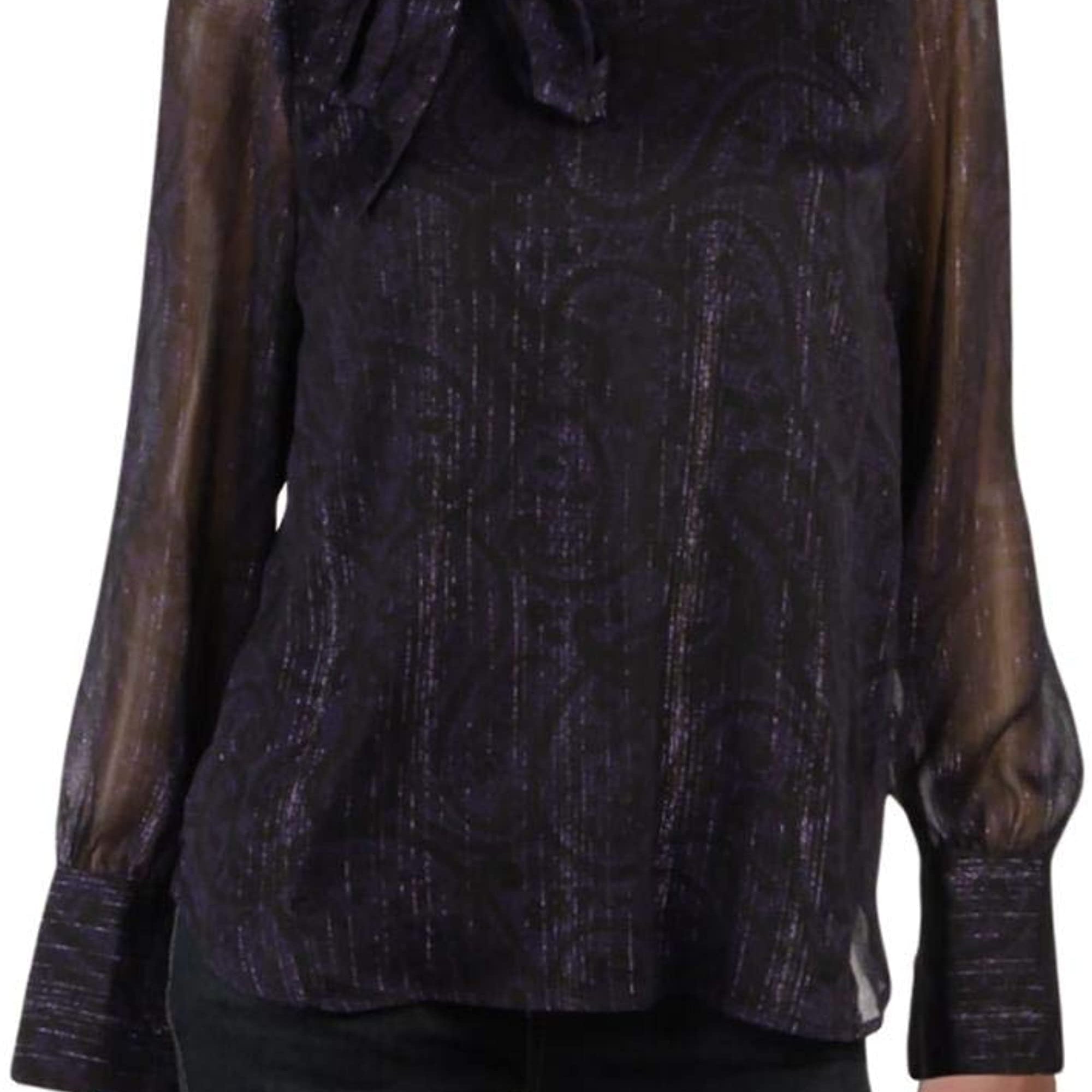 MICHAEL Michael Kors Women Tie Neck Blouse Iris