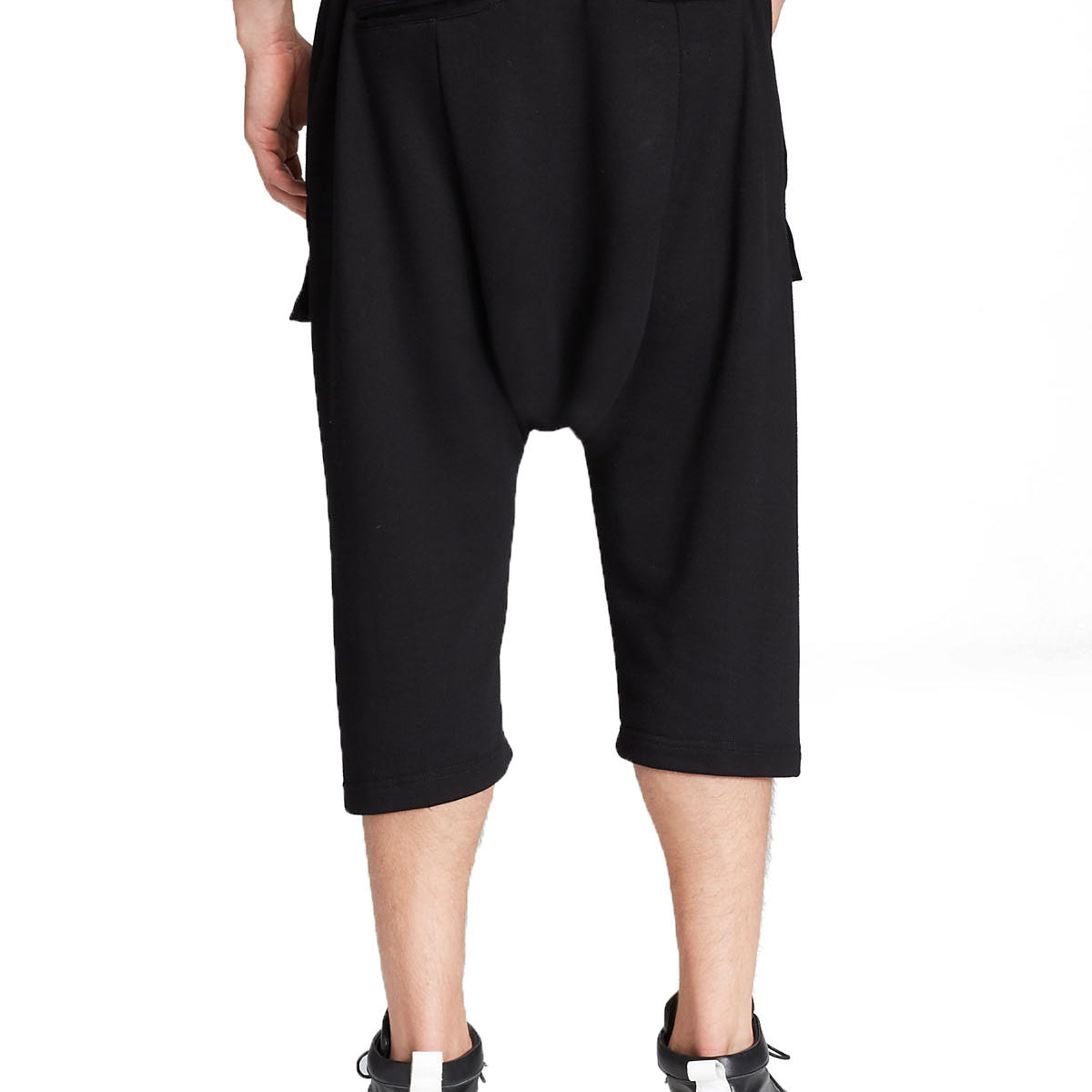 Black Apple Men Drop Crotch Shorts