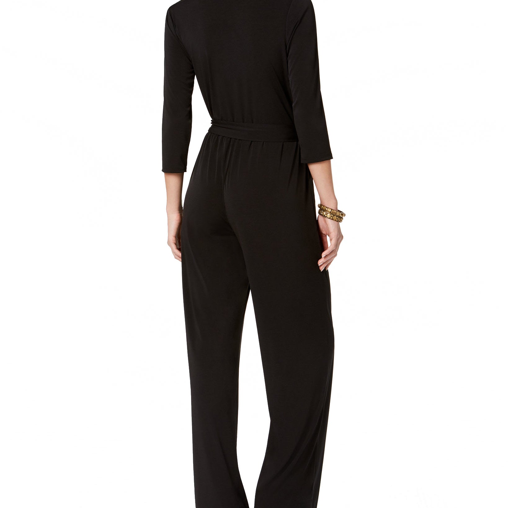NY Collection Womens Petite Size Belted Jumpsuit