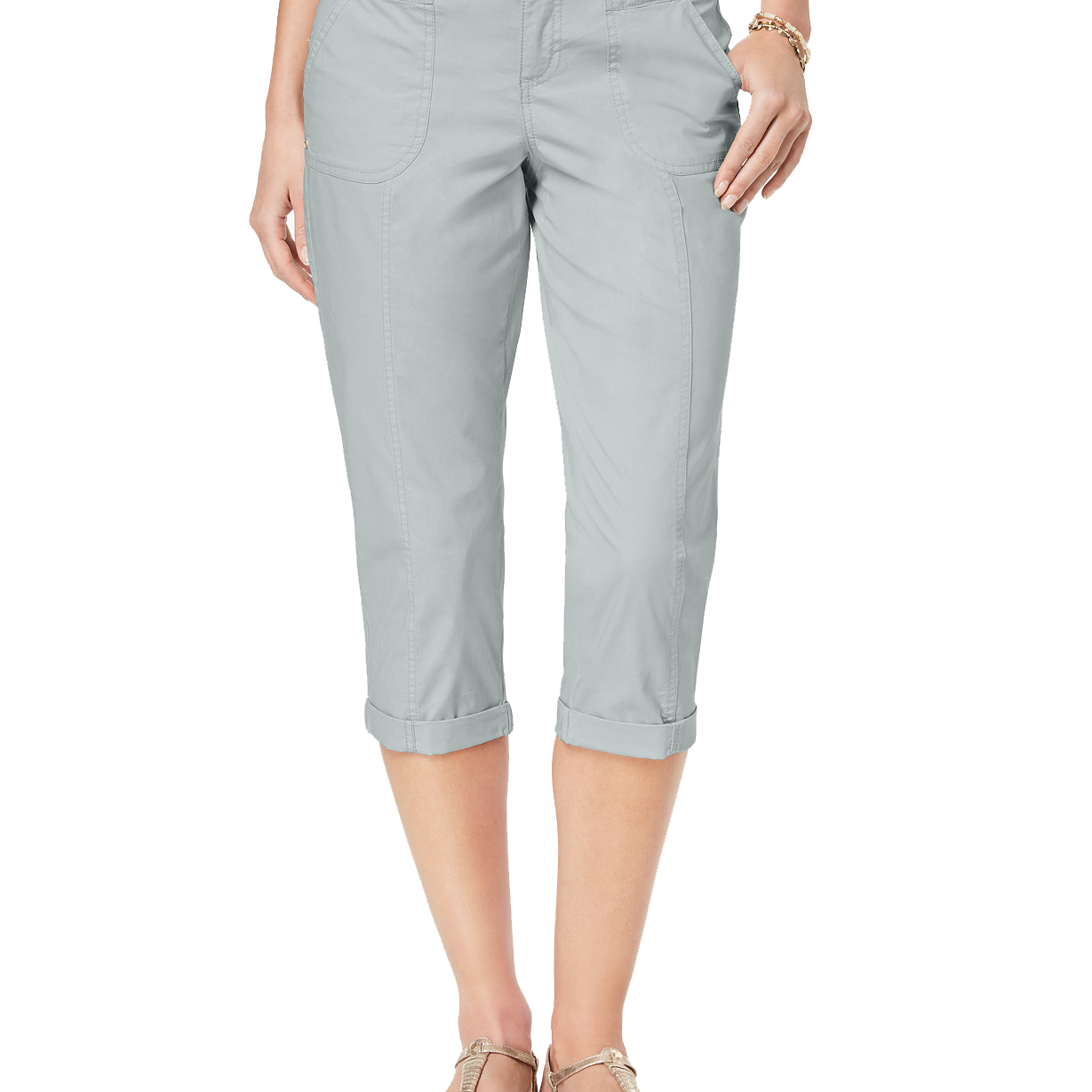 Style & Co Women Petite Cuffed Capri Pants Misty Harbour