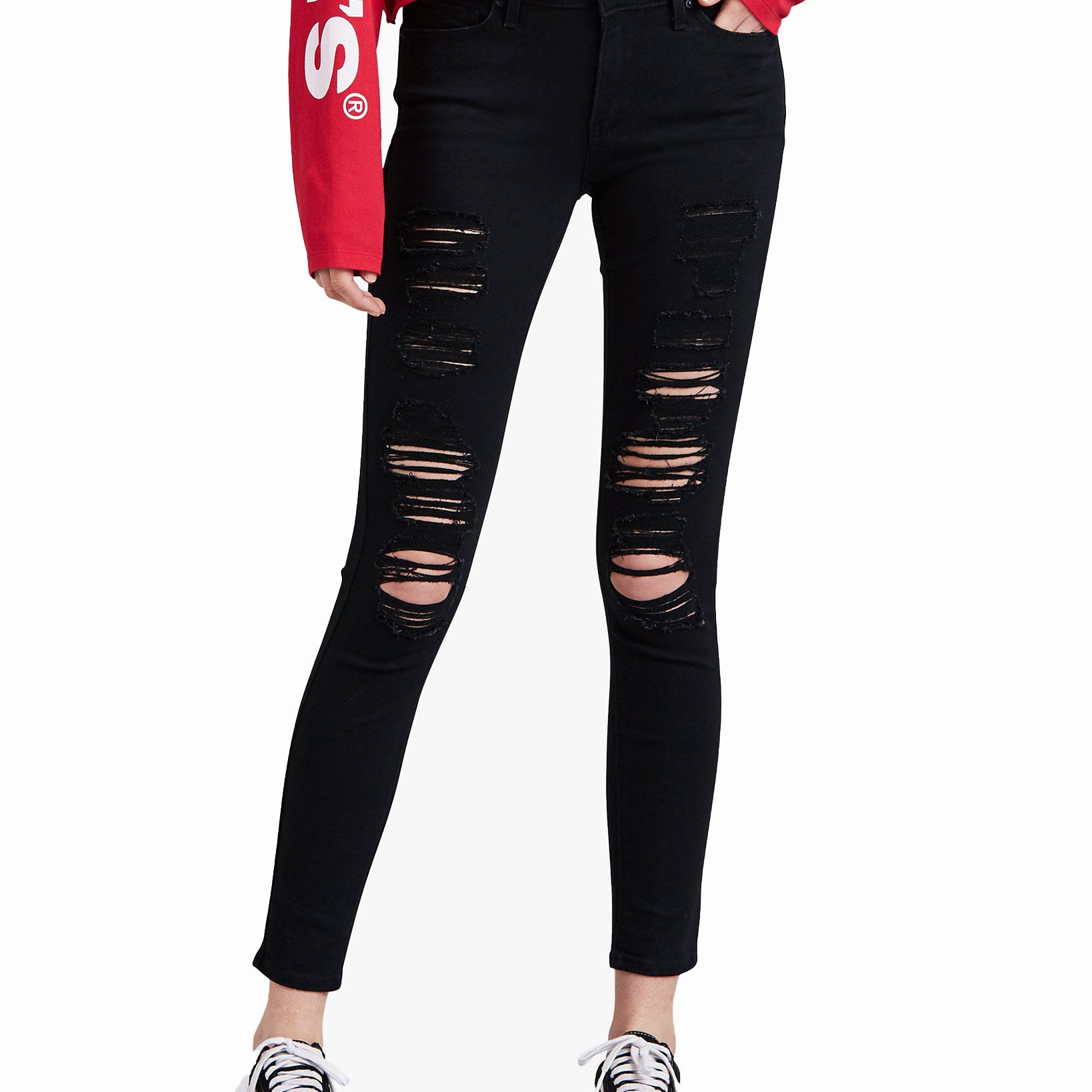 Levis Women 711 Skinny Jeans Mystery Black