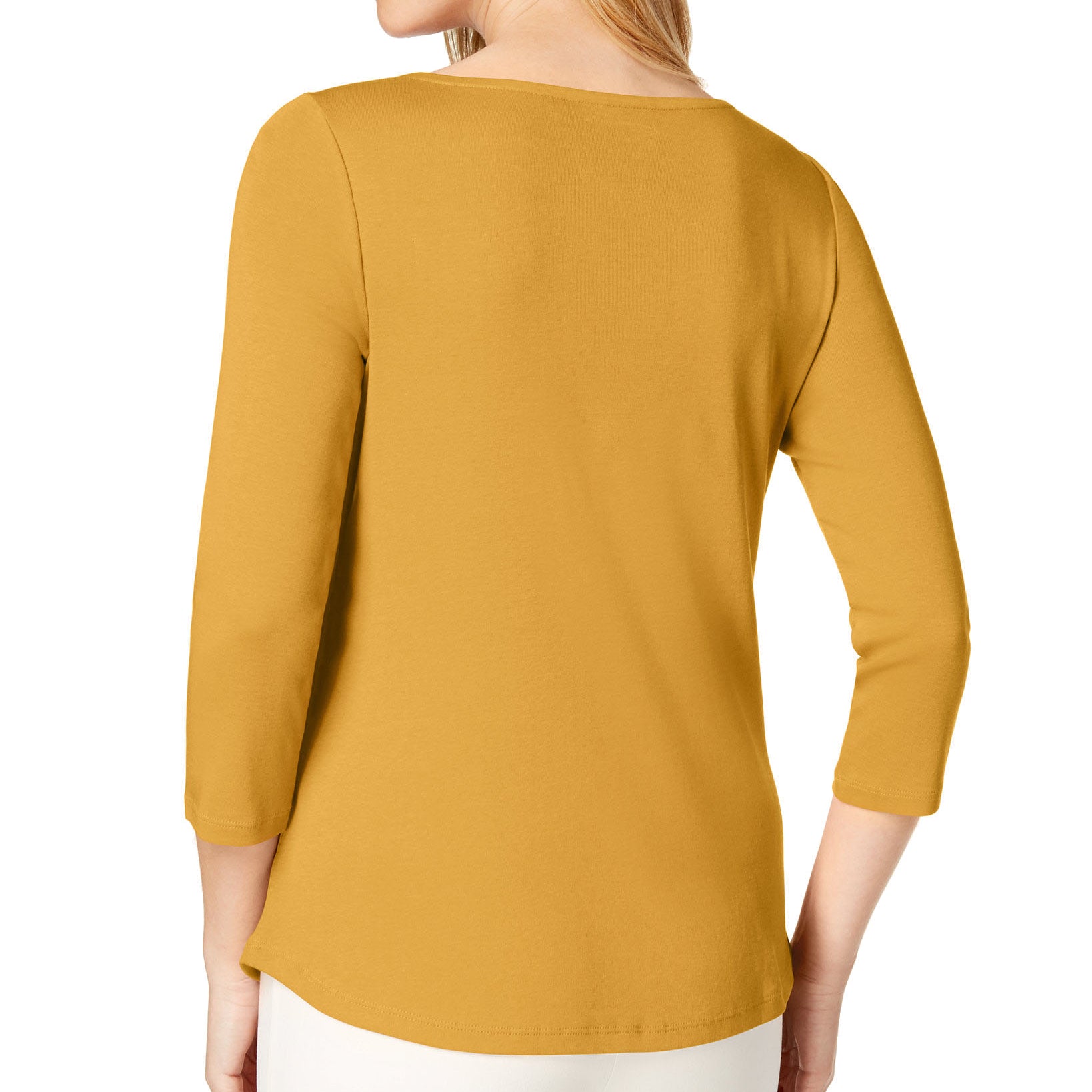 Charter Club Women Pima Cotton Boat Neck Button Shoulder Top