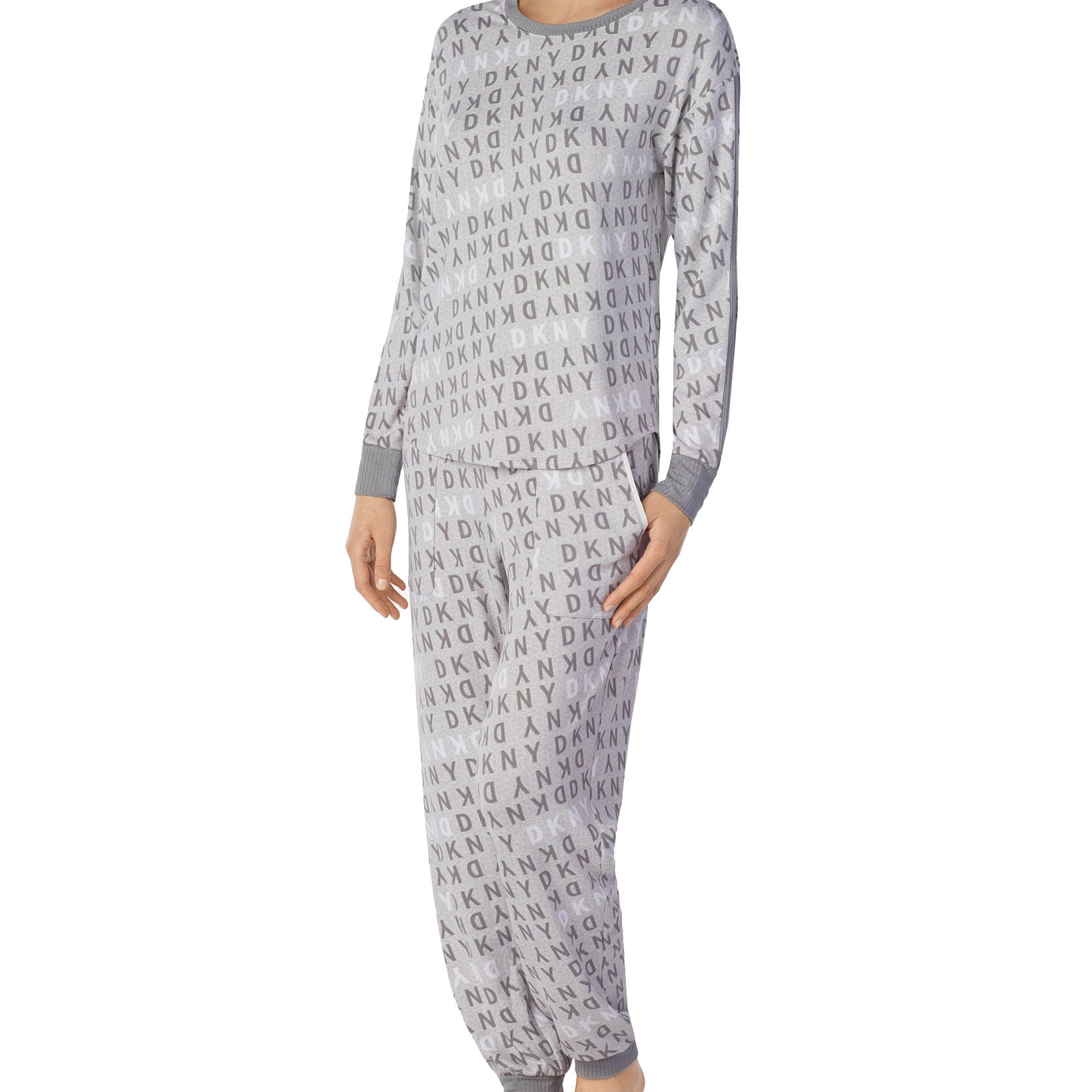 DKNY Women Logo Long Sleeve Knit Pajama Top
