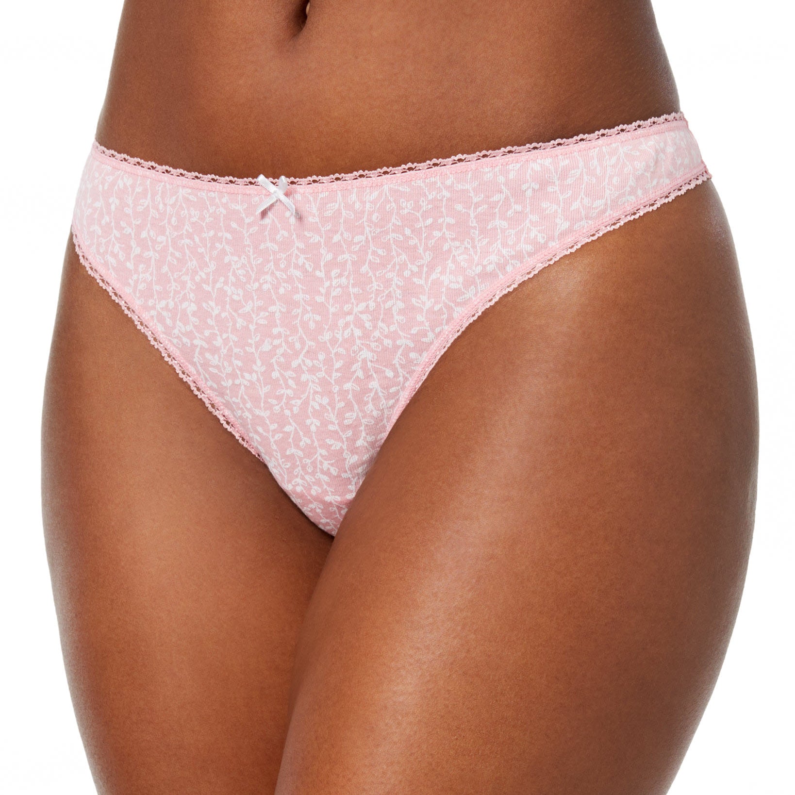 Charter Club Women Pretty Cotton Thong Linear Vine Rose