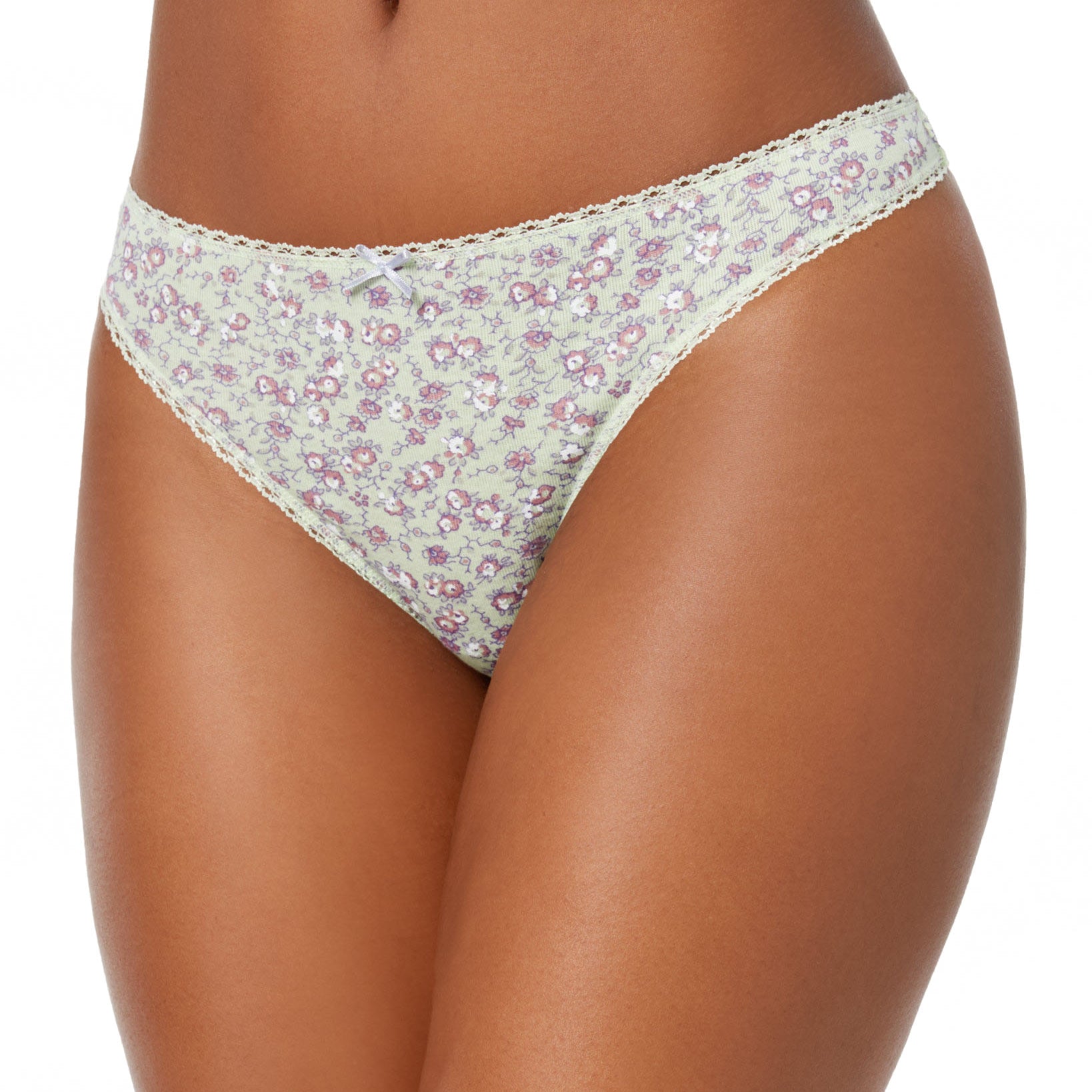 Charter Club Women Pretty Cotton Thong Small Floral