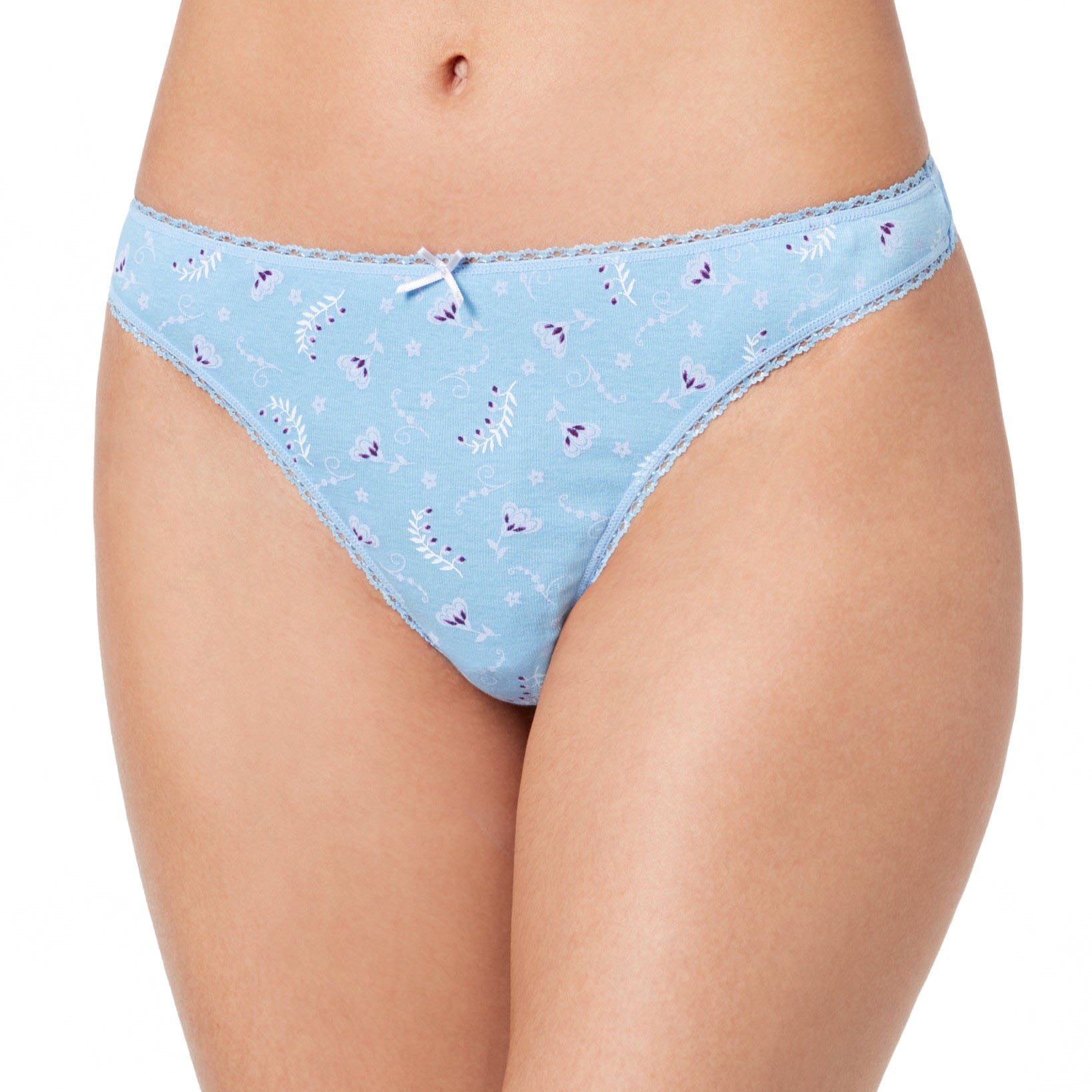 Charter Club Women Pretty Cotton Thong Bluebells