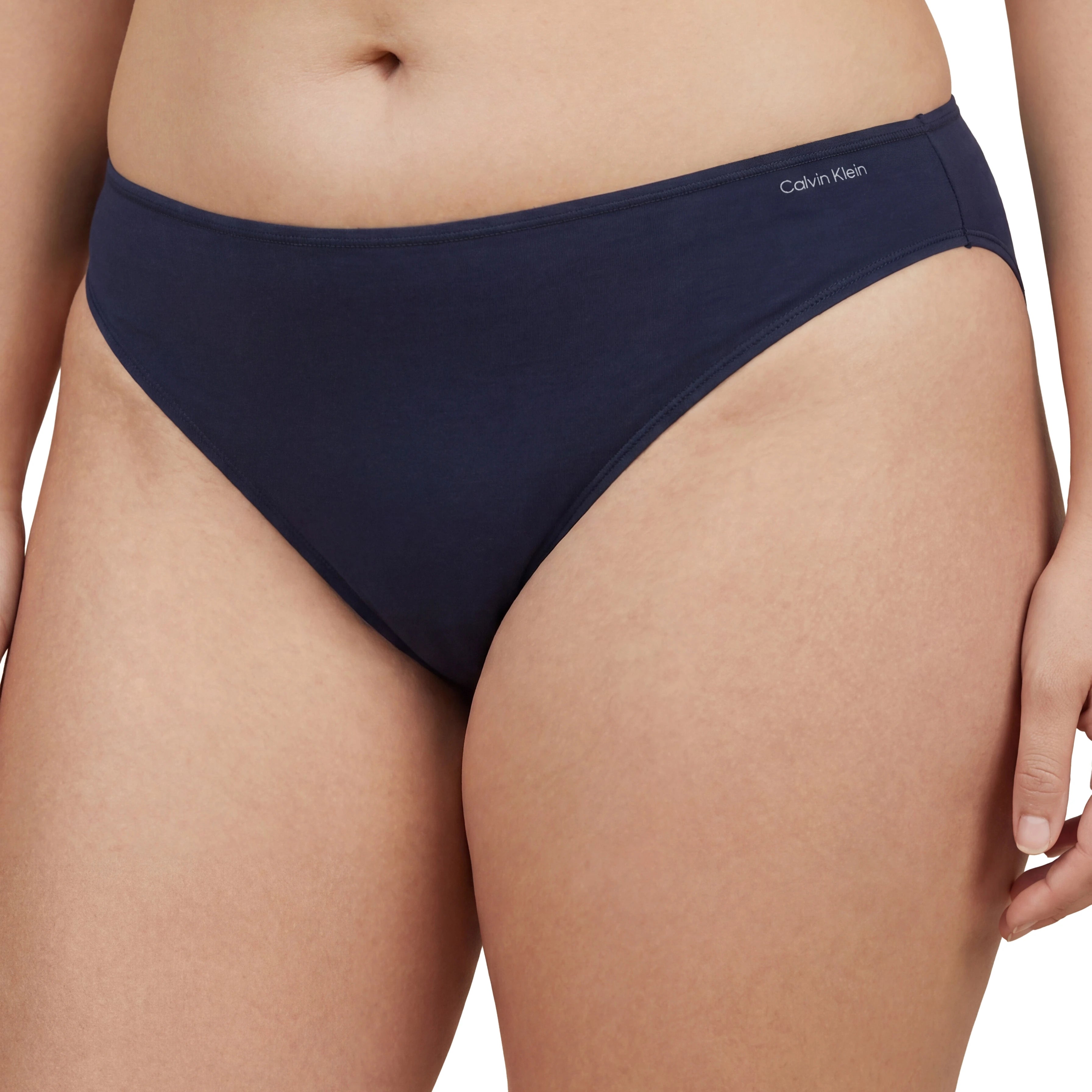 Navy Calvin Klein bikini bottom on a white background