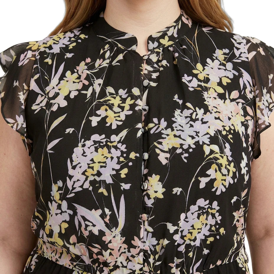 Calvin Klein floral dress with a black background