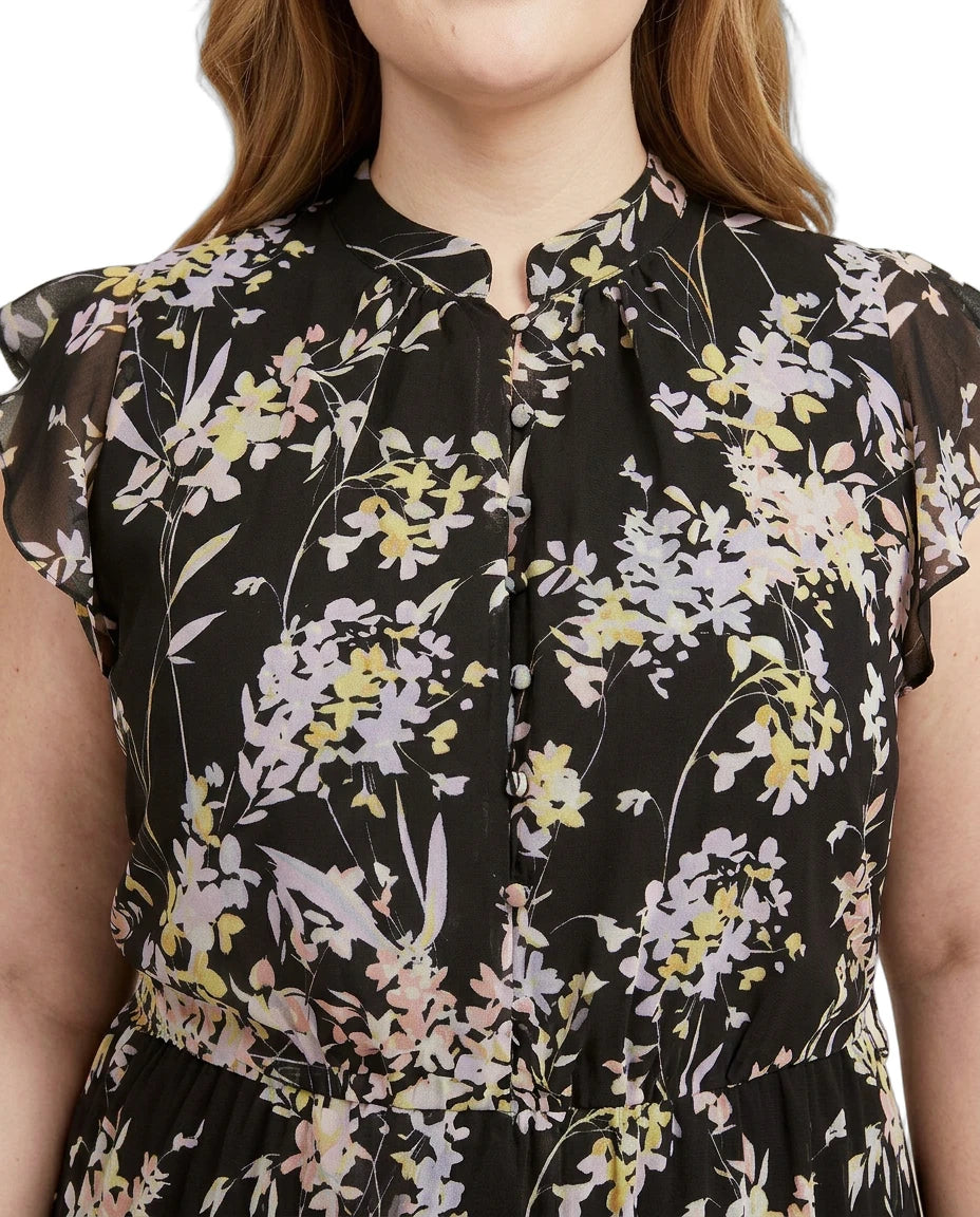 Calvin Klein floral dress with a black background