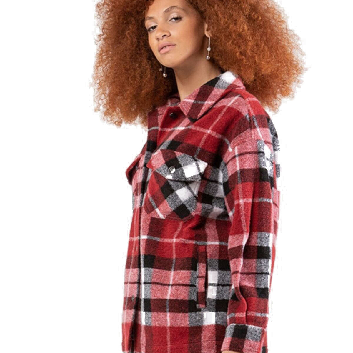 Black Tape Women Plus Plaid Overcoat