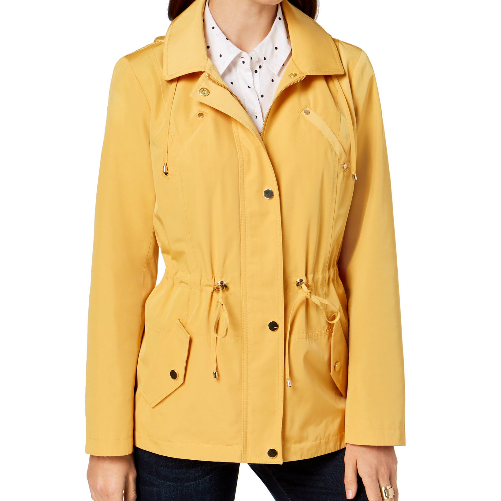Charter Club Women Water Resistant Hooded Anorak Jacket Honey Glaze