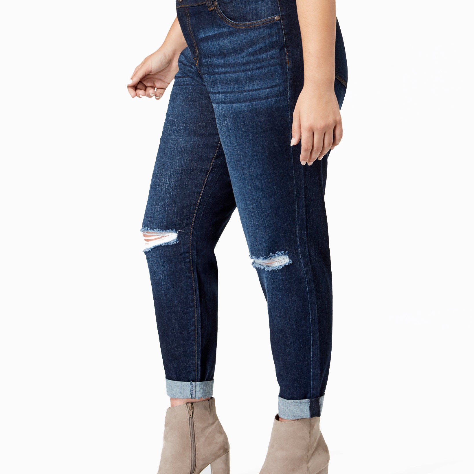 Celebrity Pink Women Plus Trendy Ripped Girlfriend Jeans