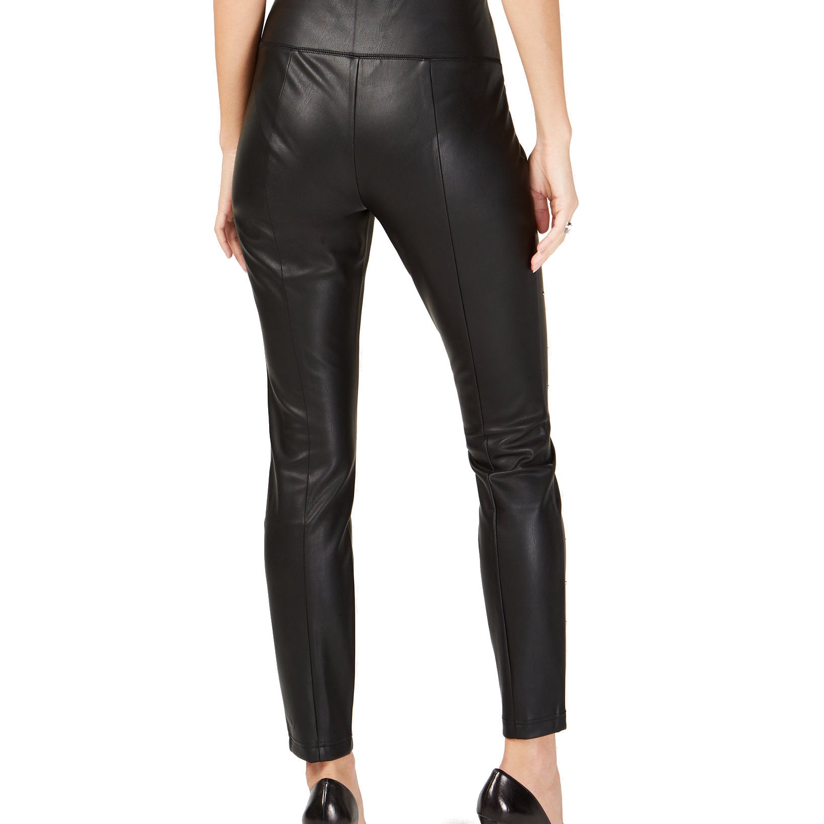 INC International Concepts Women Studded Faux Leather Skinny Pants