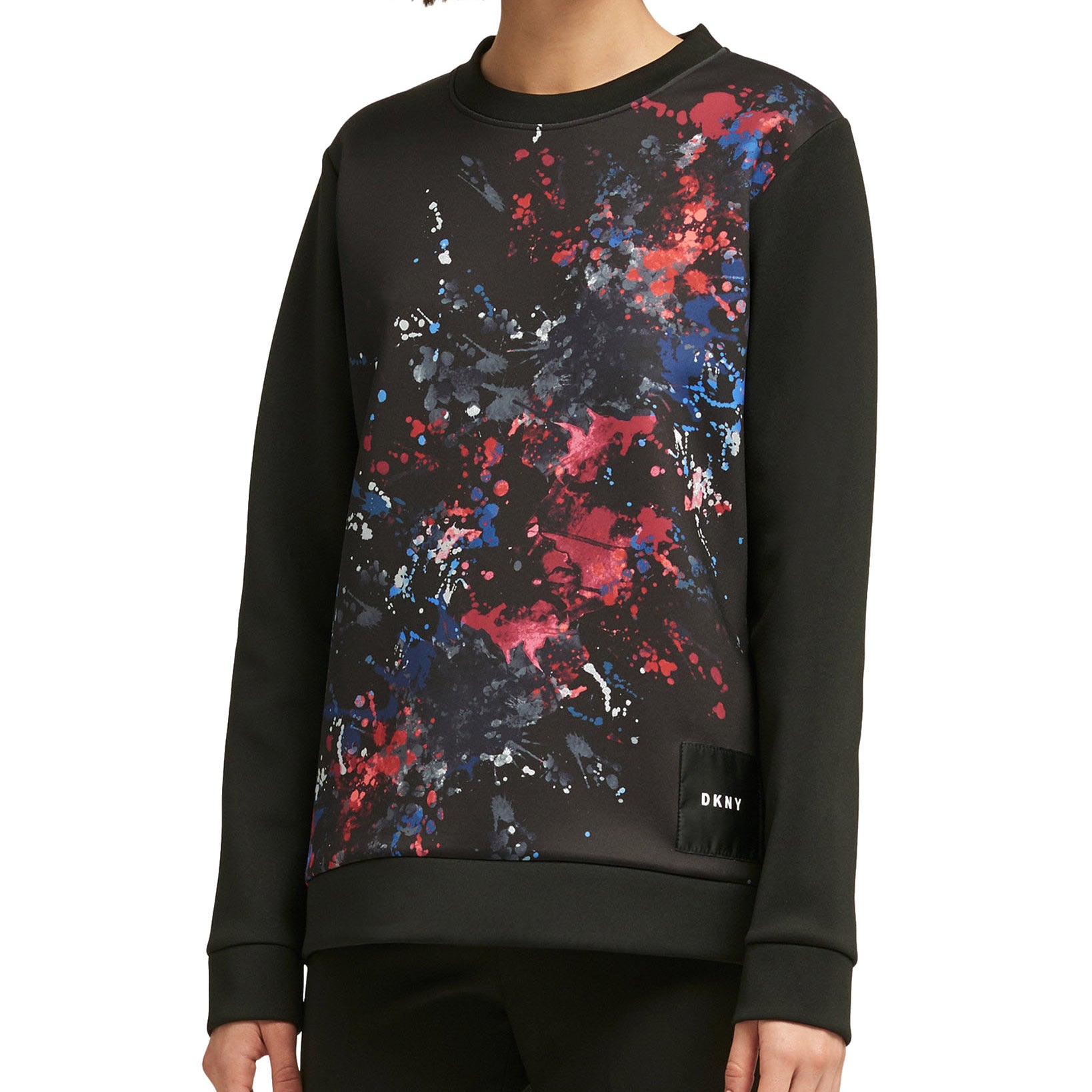 DKNY Women Paint Splatter Graphic Sweatshirt Dark Grey