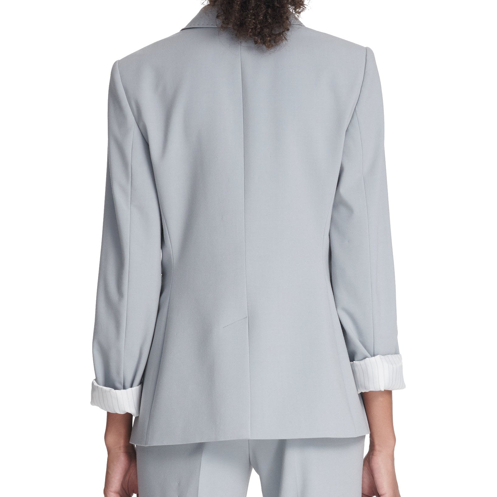 DKNY Women One Button Jacket With Striped Cuffs