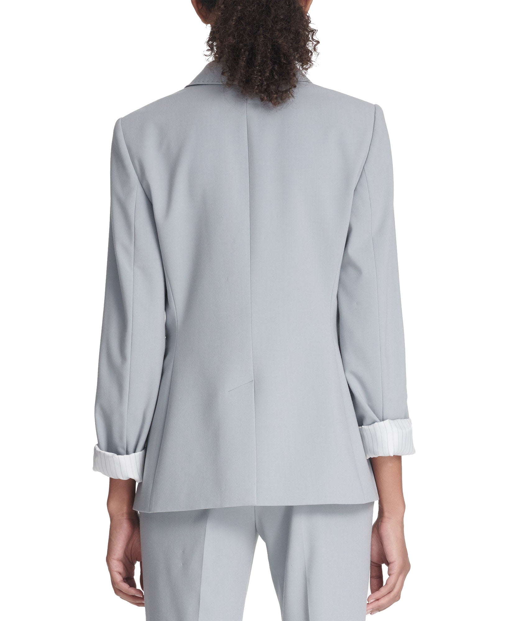 DKNY Women One Button Jacket With Striped Cuffs