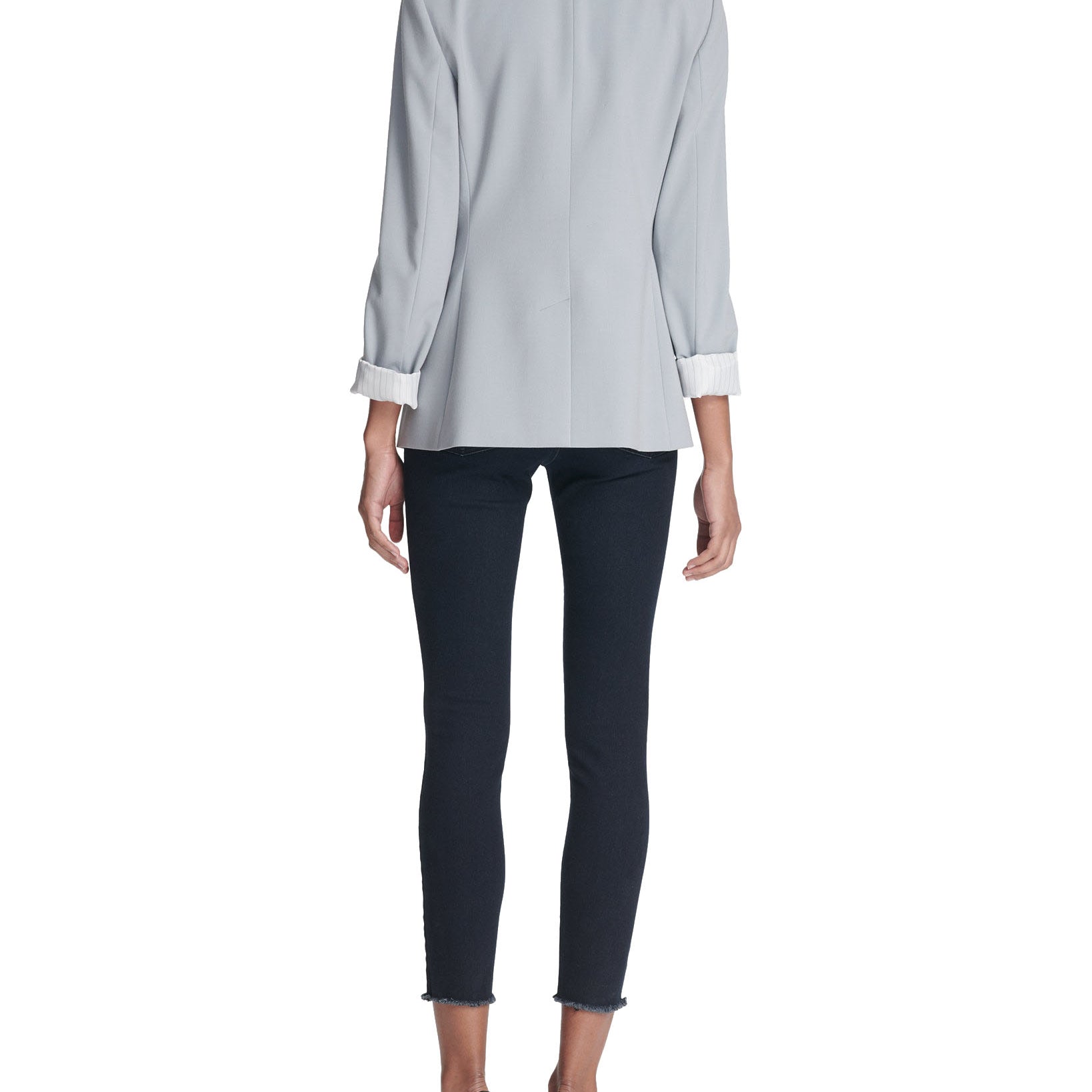 DKNY Women One Button Jacket With Striped Cuffs