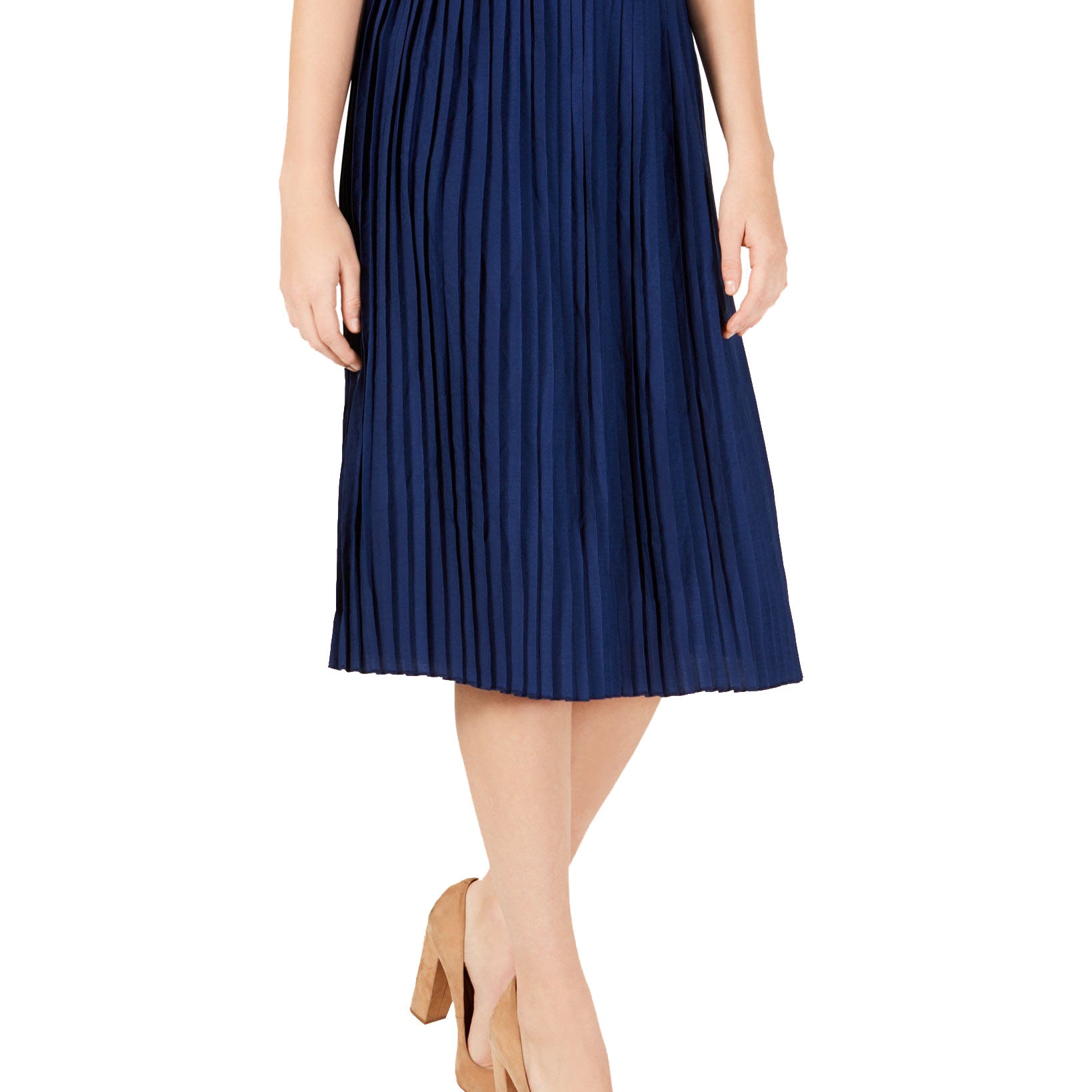 Ultra Flirt Women Pleated Midi Skirt Blue Depths