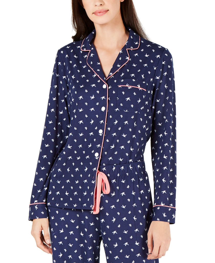 Charter Club Women Plus Notch Collar Knit Pajama Top Seagull