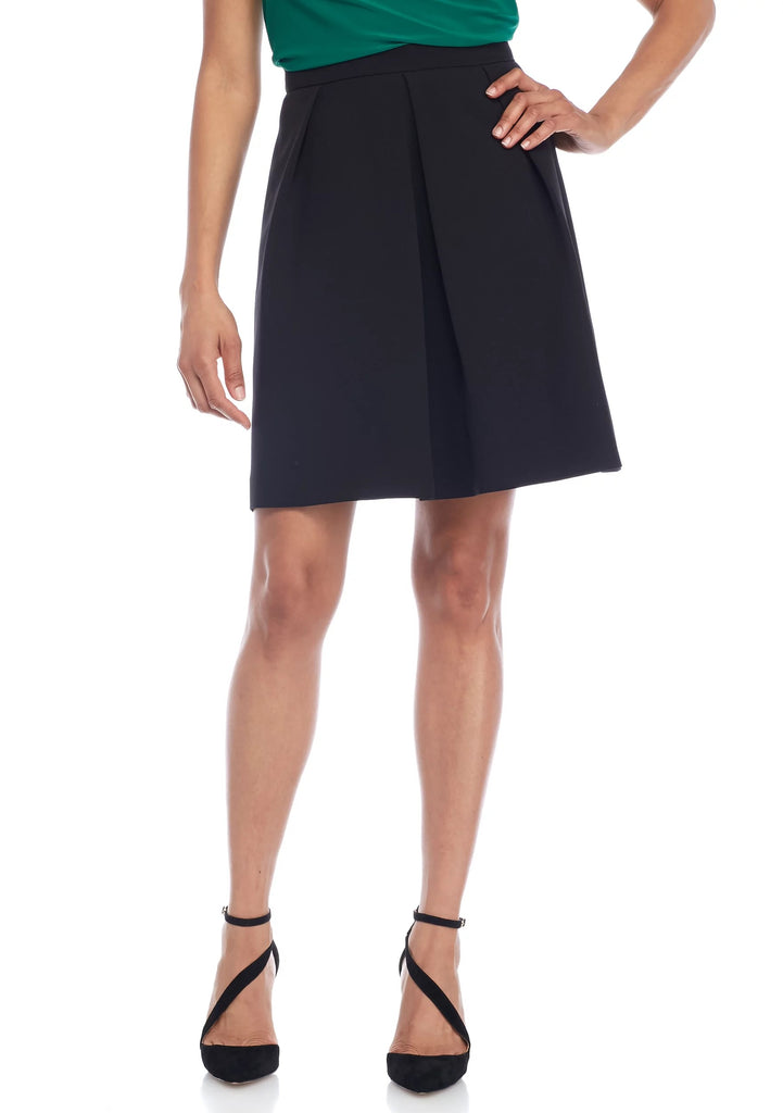 Anne Klein Women Solid Pleated Skirt Black