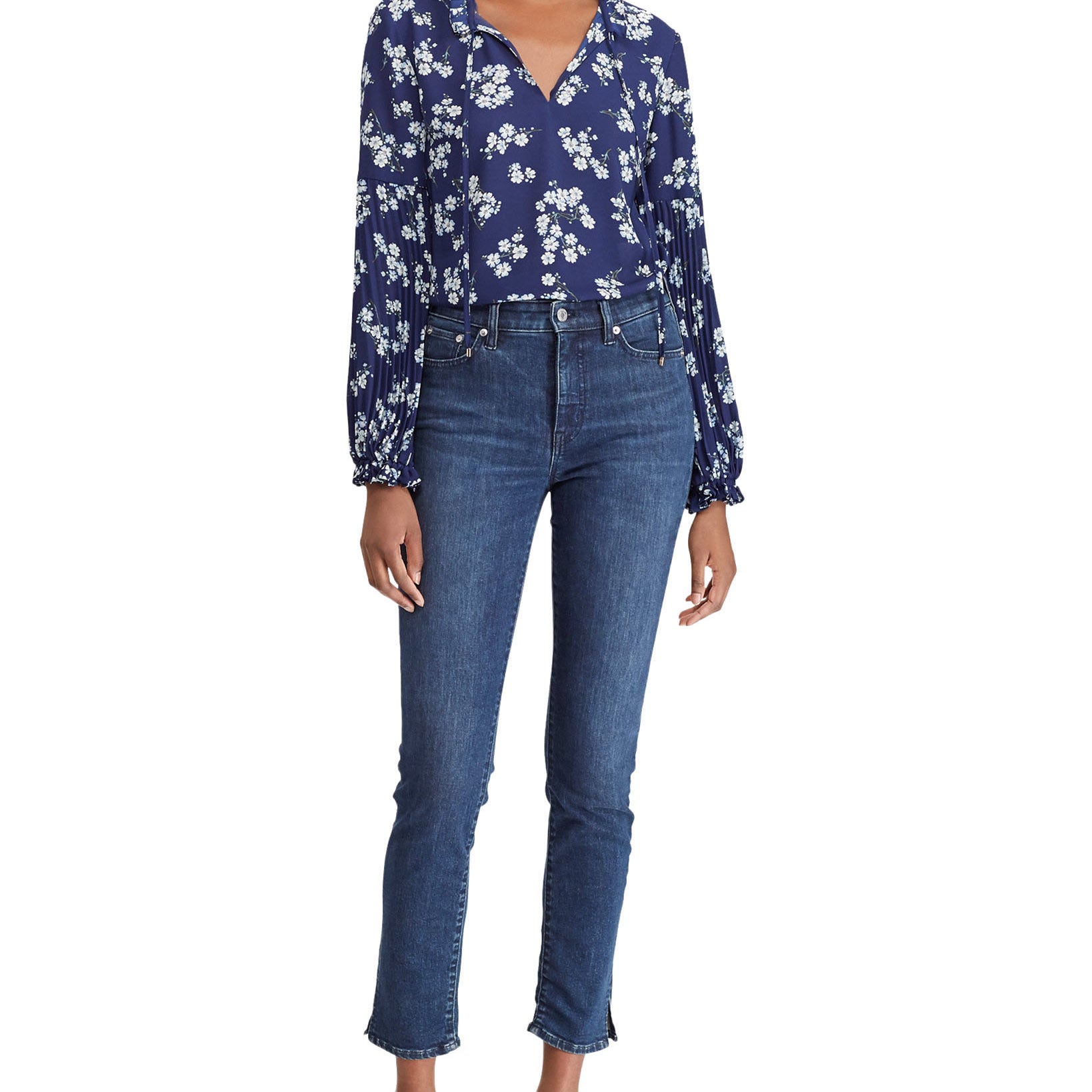 Lauren Ralph Lauren Women Petite Floral Print Georgette Top