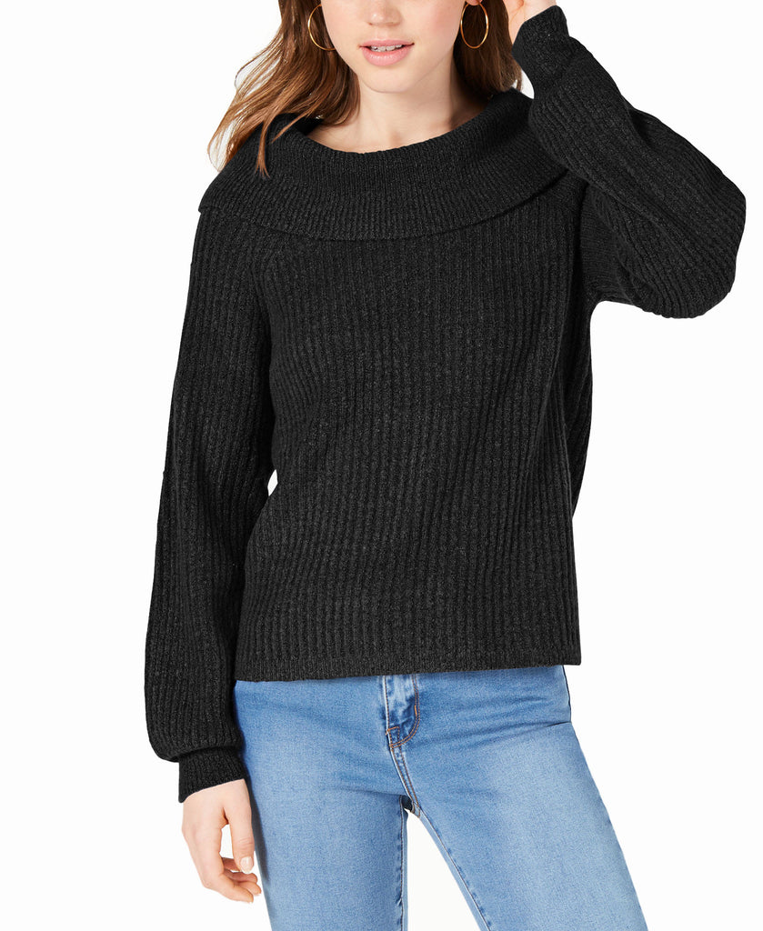 Hooked Up by IOT Marilyn Shawl Collar Sweater Black