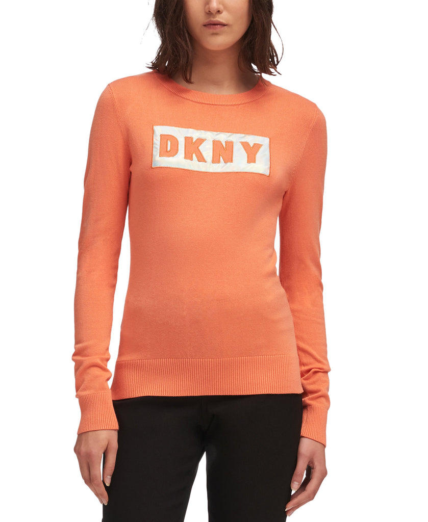 DKNY Women Block Letter Logo Sweatshirt Orange