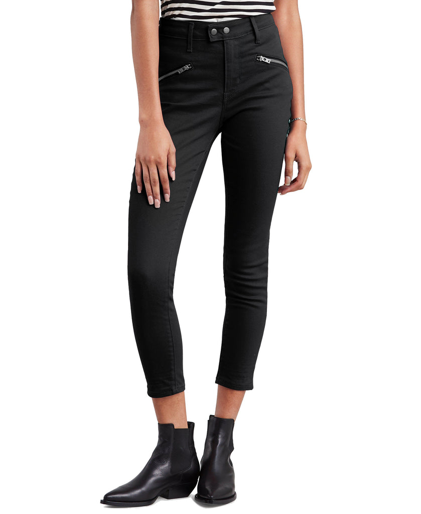 Levis Women 711 Skinny Moto Jeans Soft Ultra Black